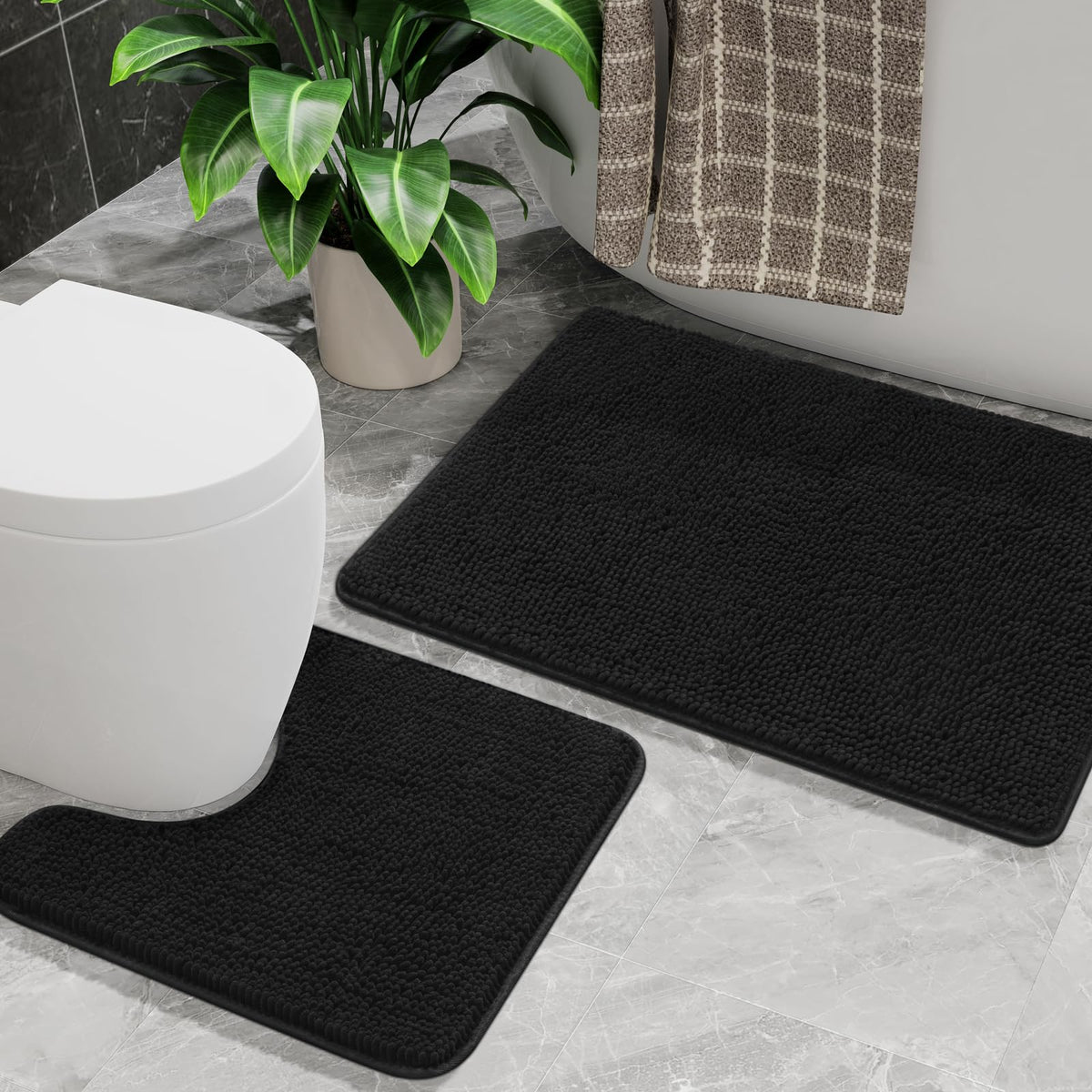 Arogan Bathroom Rug Sets 2 Piece, 20''X20'' U-Shaped Toilet Mat And 21''  34'' Bath Mats Bathroom Floor Set, Machine Washable Ba