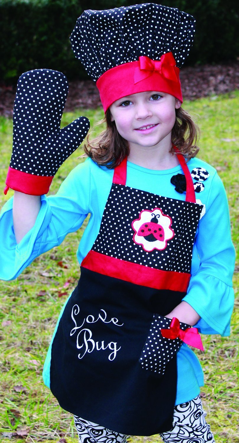 Manual Woodworkers Izzy Collection Love Bug Kids 3-Piece Apron Set