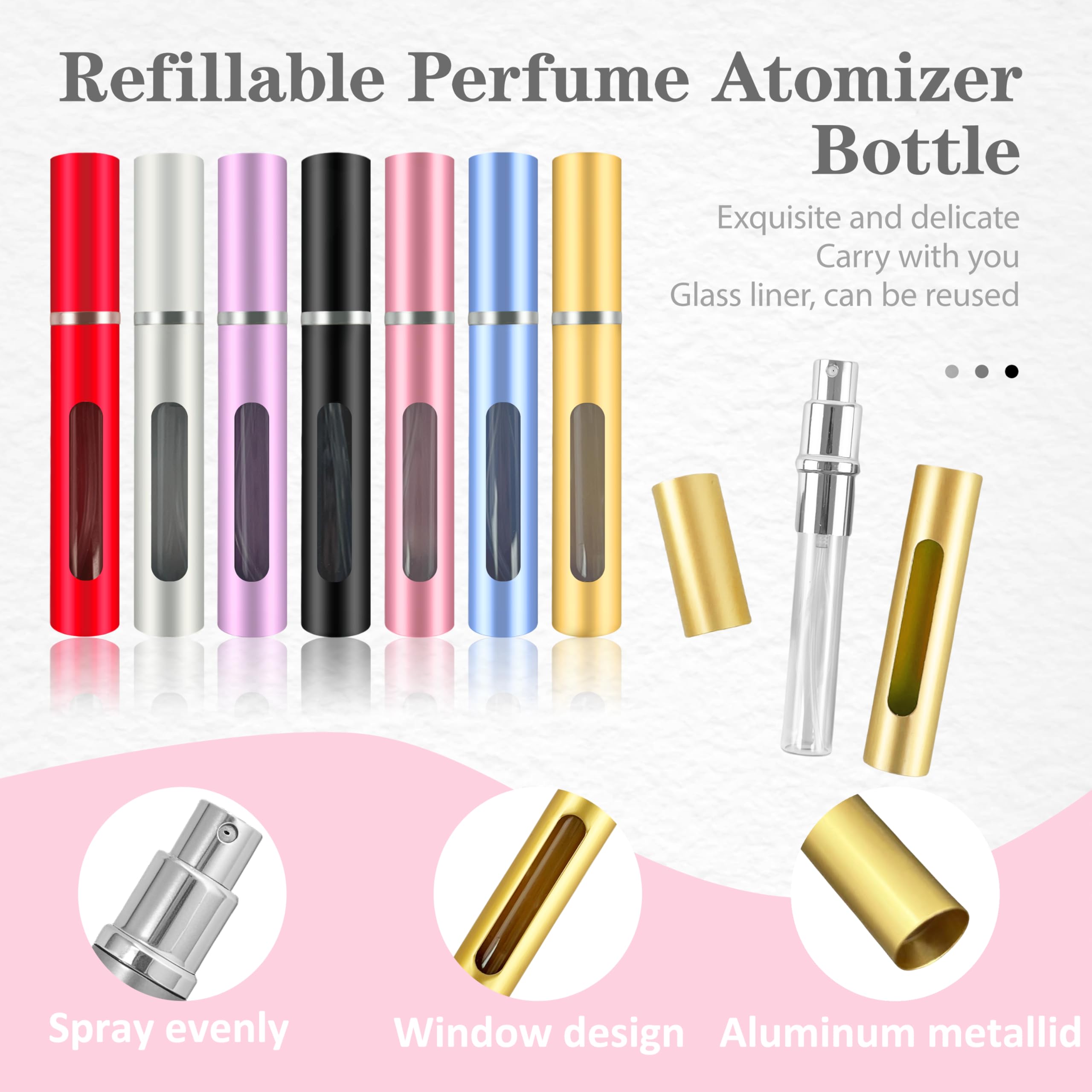 Kewjug 4 Pack Refillable Mini Perfume Atomizer Bottle,Portable Separate Bottles,Travel And Outings Spray Boxes Dispensers 5Ml/0.