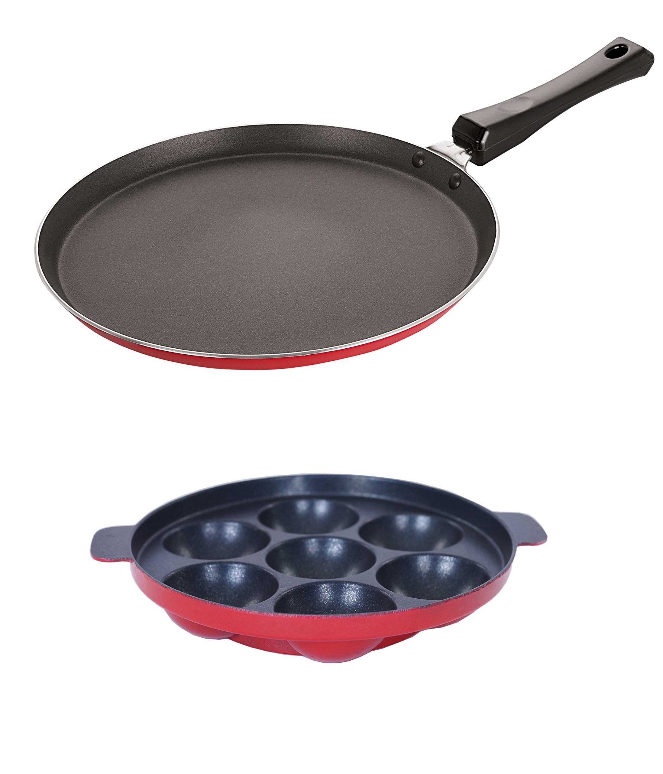 Nirlon NonStick Aluminium Tawa And Appampatram 7 Cavity Cookware Set