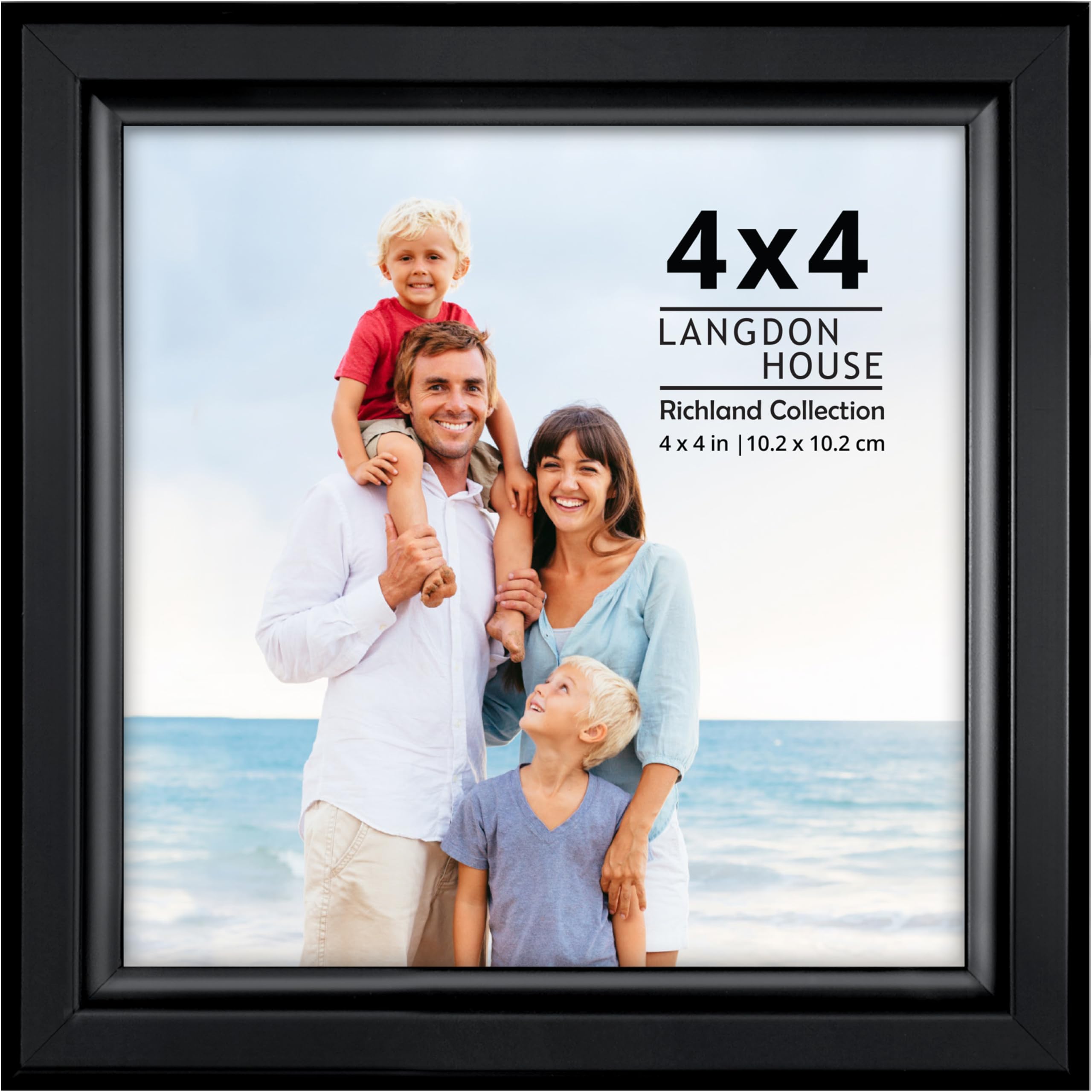Langdon House - 4x4 Black Picture Frame - Distinguished Edging for Classic Style - Richland Collection