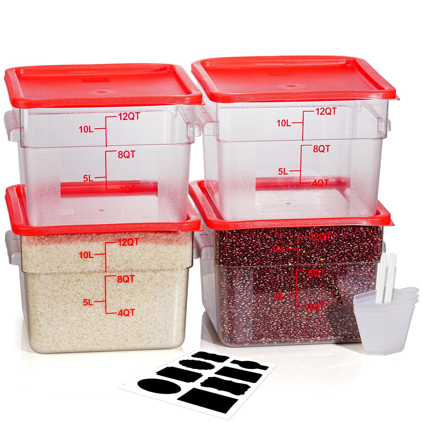 Svklhy 12 Quarts Sous Vide Container: 8 Pcs Commercial Food Storage Containers With Lids - Clear Food Container With Scales Hand