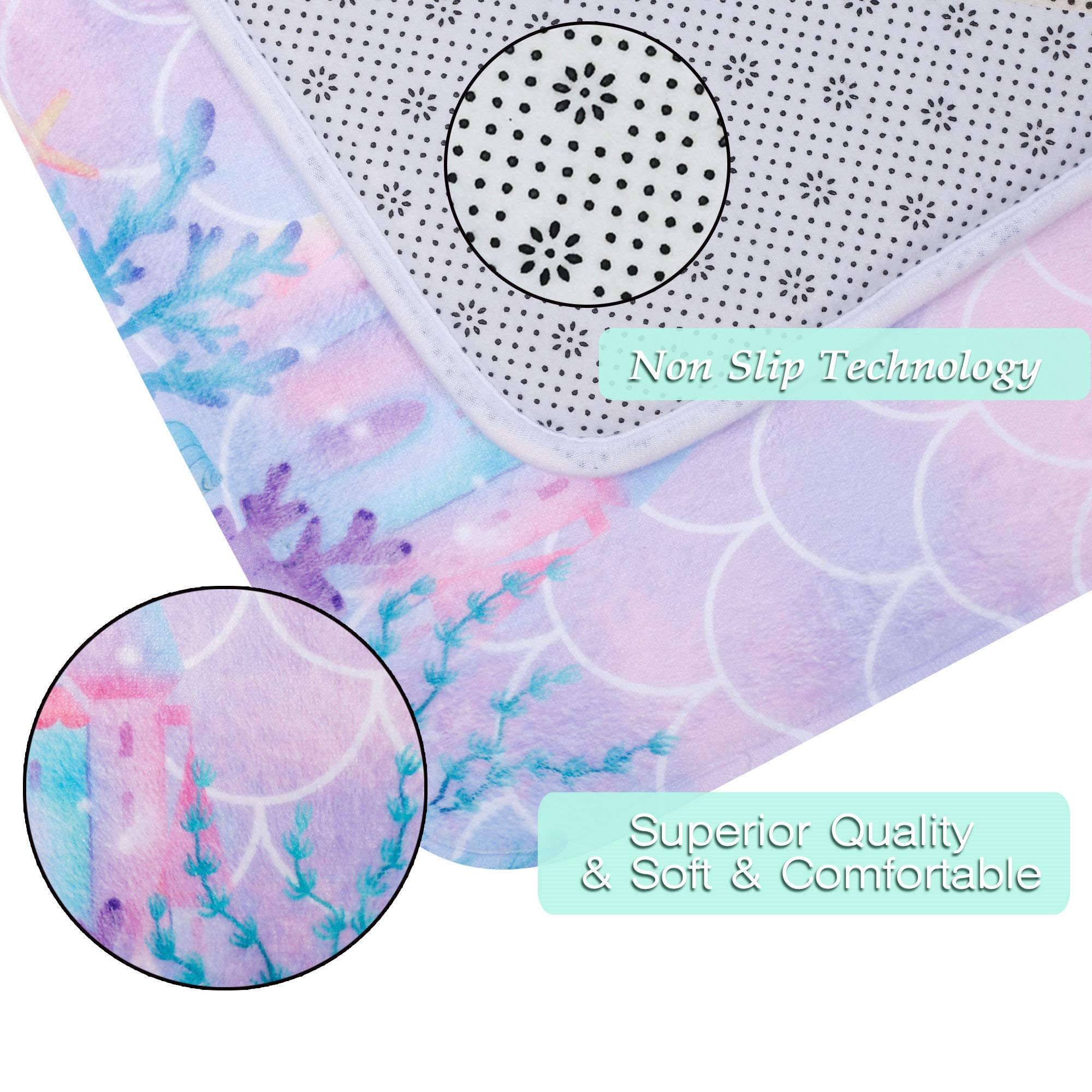 RosieLily Mermaid Bathroom Rug Mat  24''X16''  Super Soft and Absorbent Shaggy Plush Mermaid Bath Rugs  Thicken  Non Slip  Carpet Mats for Shower  Pink Blue Purple Mermaid Bathroom Rug
