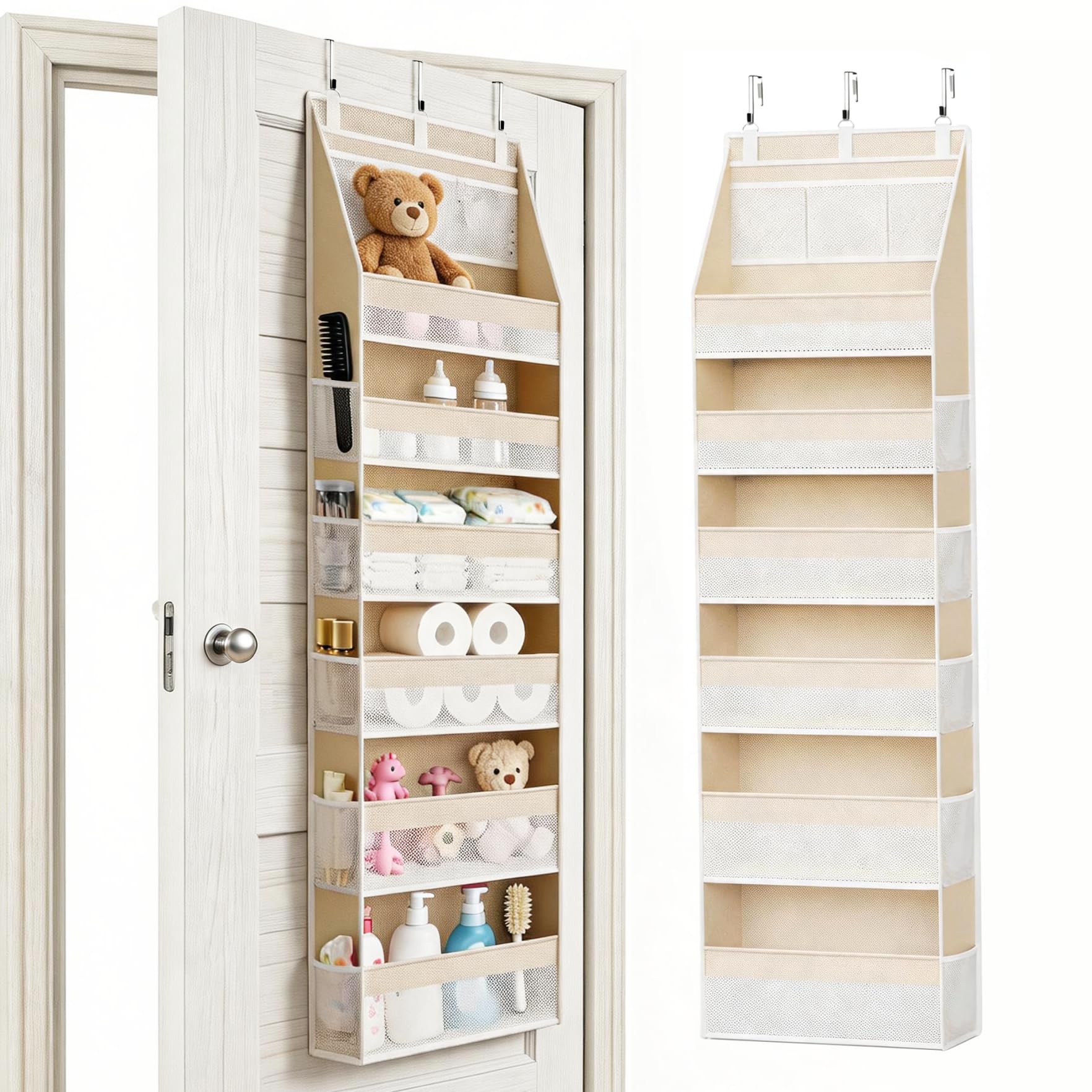 KMSCO Over The Door Organizer 6 Large +13 Mesh Side Pockets