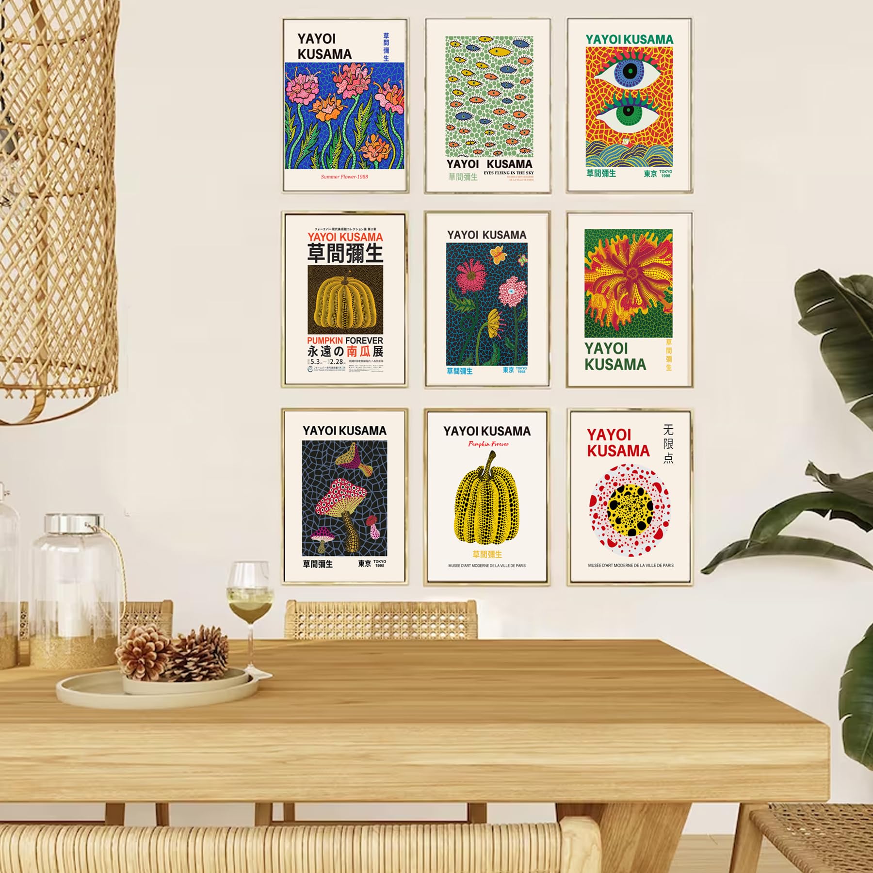 Yayoi Kusama Posters, Vintage Yayoi Kusama Wall Art Prints Gallery Exhibition Poster Set, ???? Japanese Canvas Paintings Aesthet