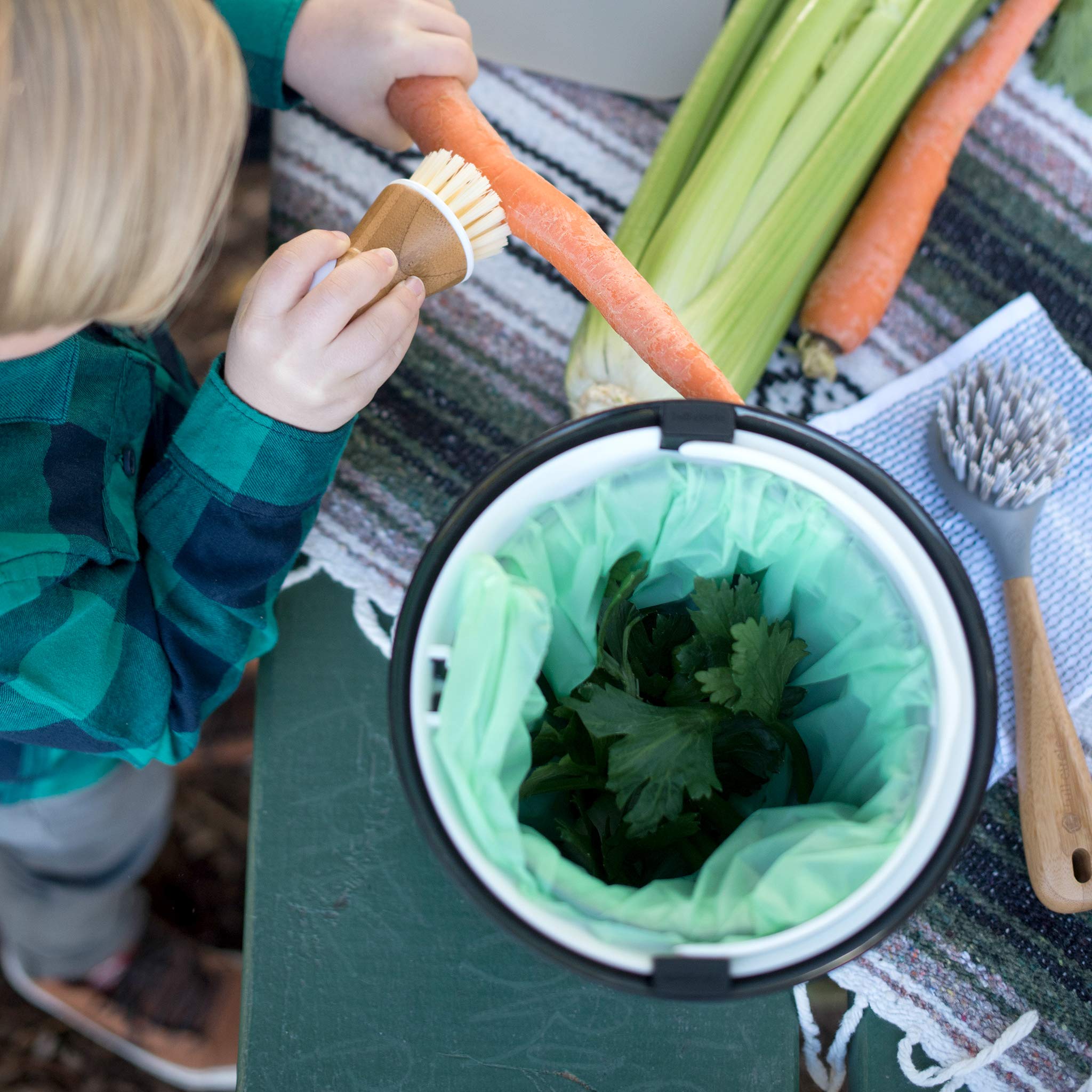 Full Circle Fc15304-Gs Odor-Free Kitchen Compost Bin, Breeze, Green Slate