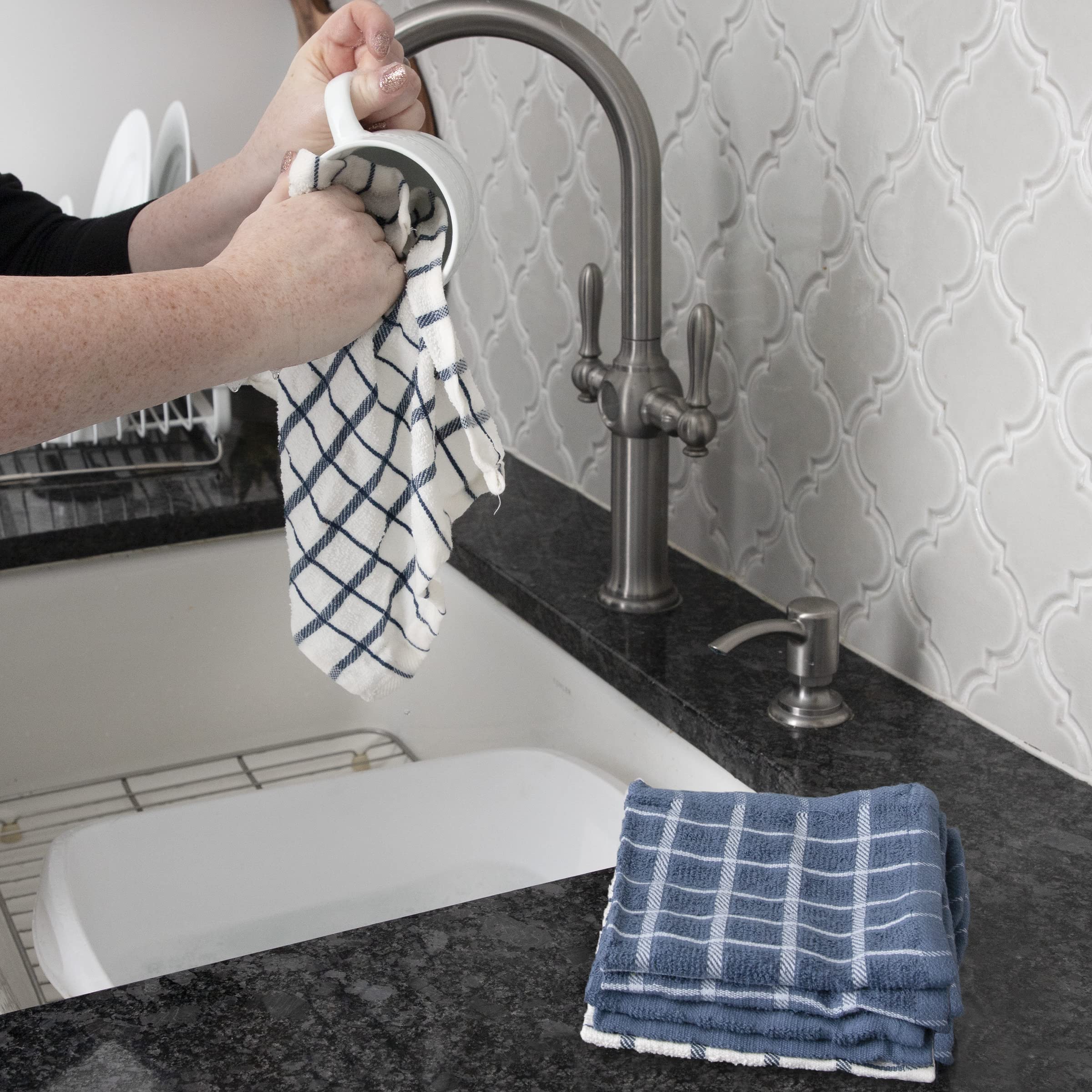 Ritz 100% Terry Cotton, Highly Absorbent Dish Cloth Set, 12    X 12   , 6-Pack, Federal Blue