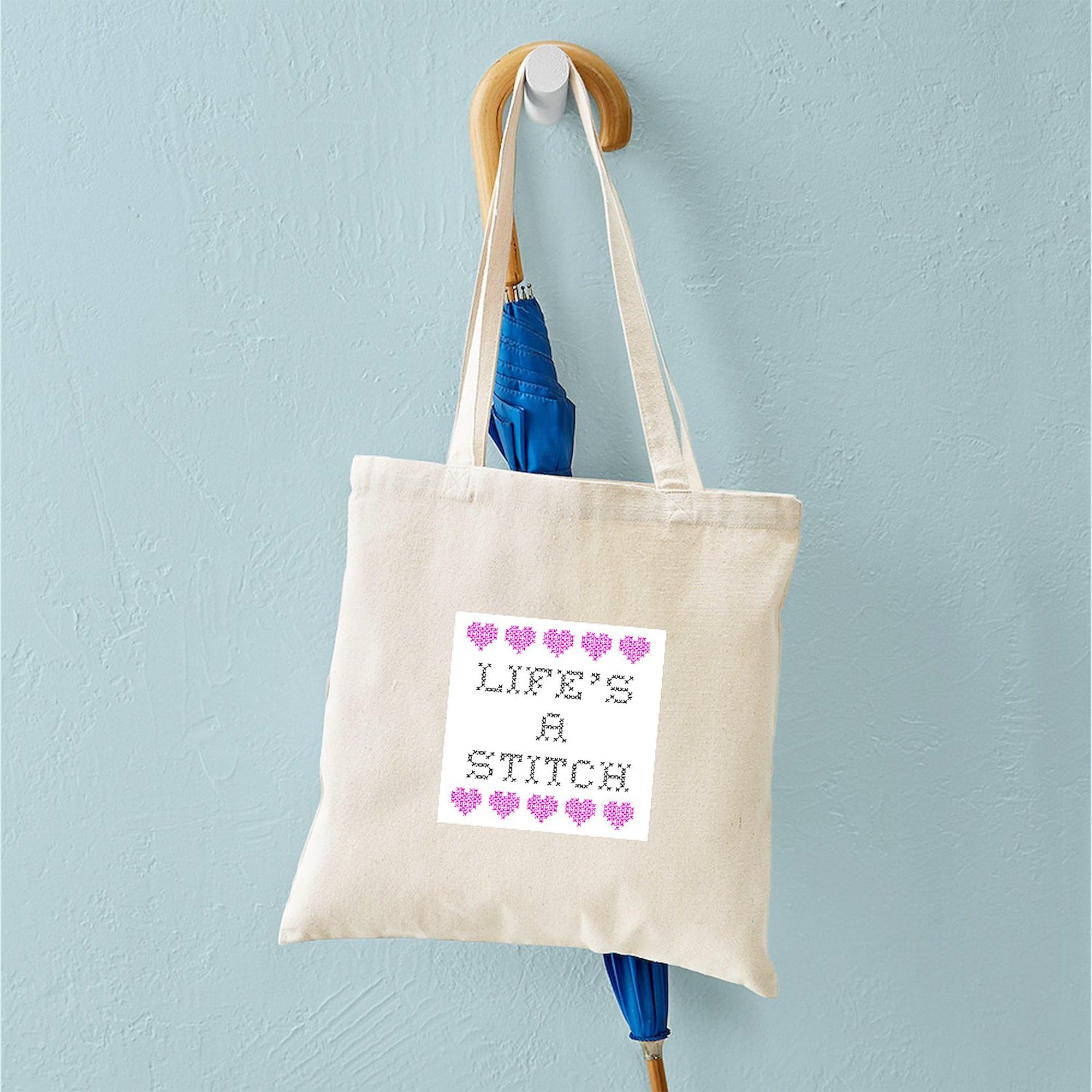 Cafepress Life'S A Stitch Cross Stitch Tote Bag Natural Canvas Tote Bag, Reusable Shopping Bag