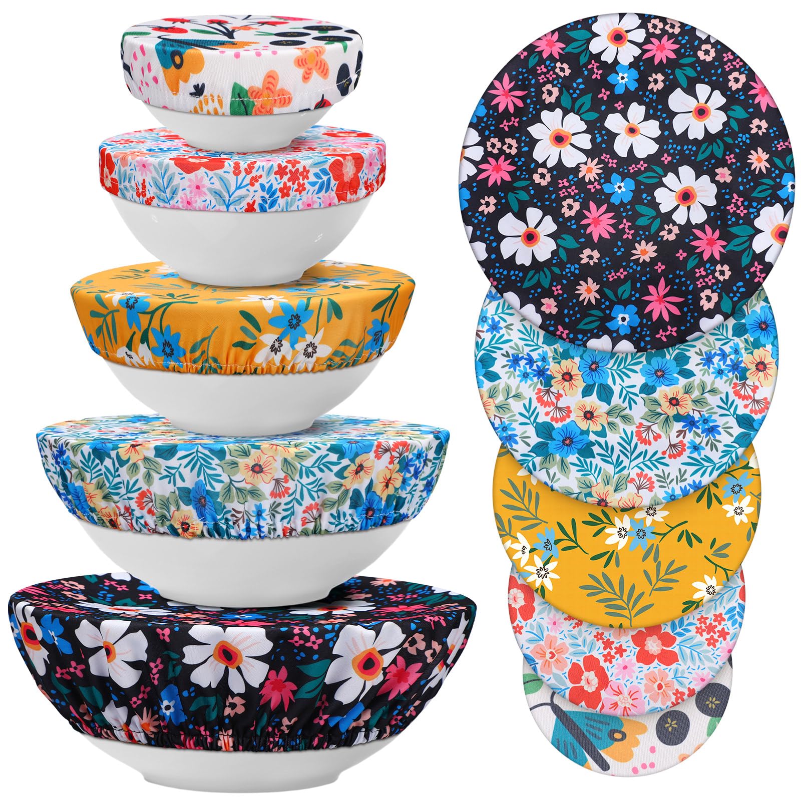 10 Pack Cloth Bowl Covers for Bread Rising Reusable Fabric Bowl Covers 5 Size Stretch Elastic Food Storage Container Covers Cott