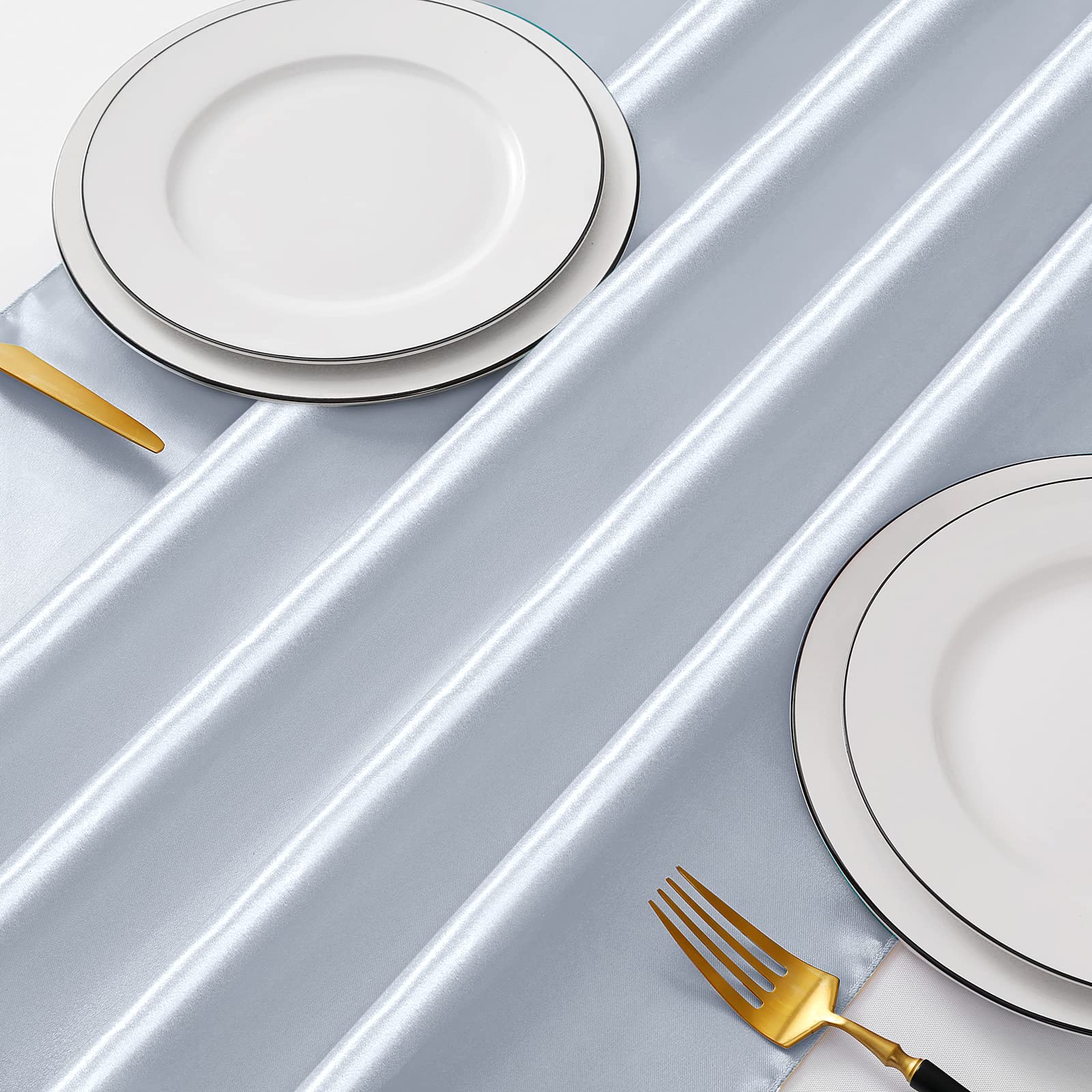 Manyshofu 12Pcs Satin Grey Table Runner - 12 x 72 Inch Long Size  Party Table Runner Decor Bright & Smooth Wedding Decorations Table Runner for Banquet Chef Birthday Buffet Dinner Graduations