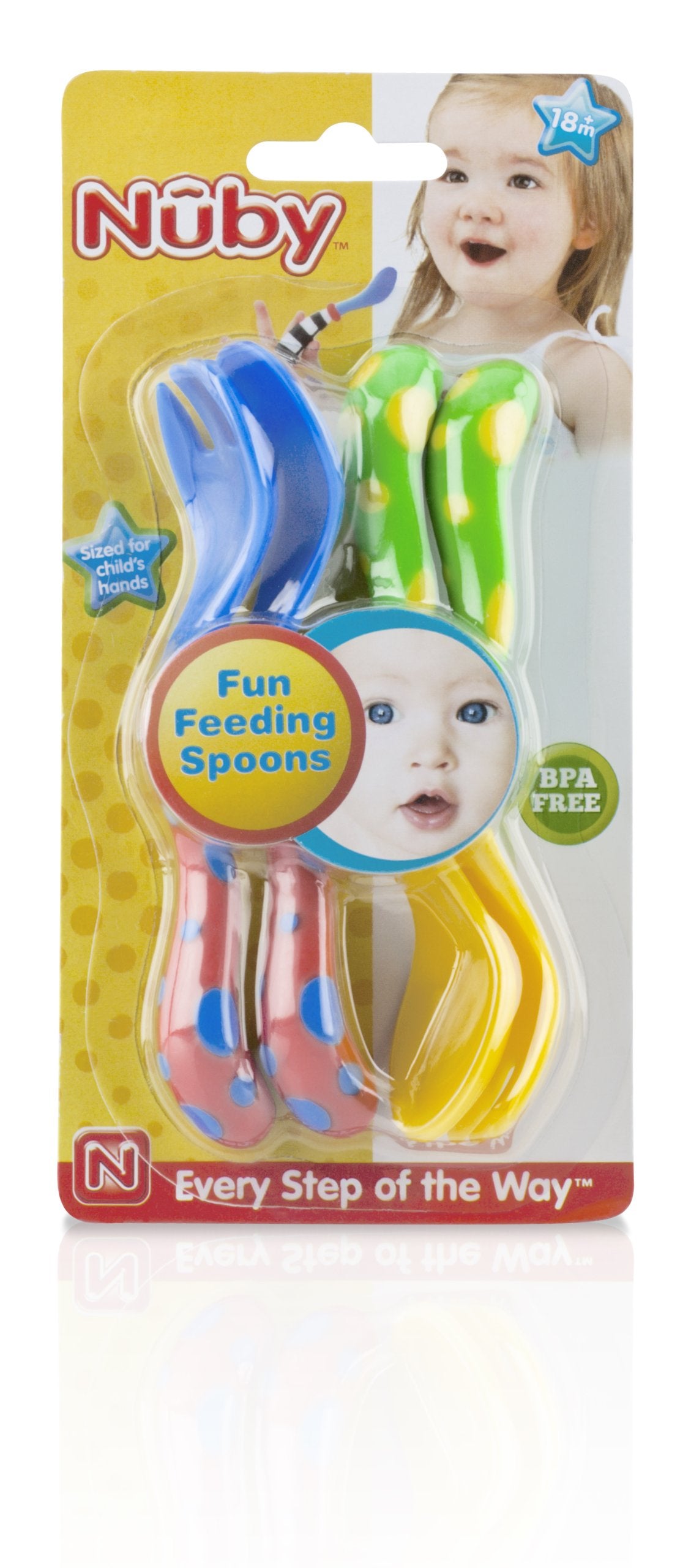 Nuby Fun Feeding Spoons & Forks 2Pack (one size, Yellow/Blue)