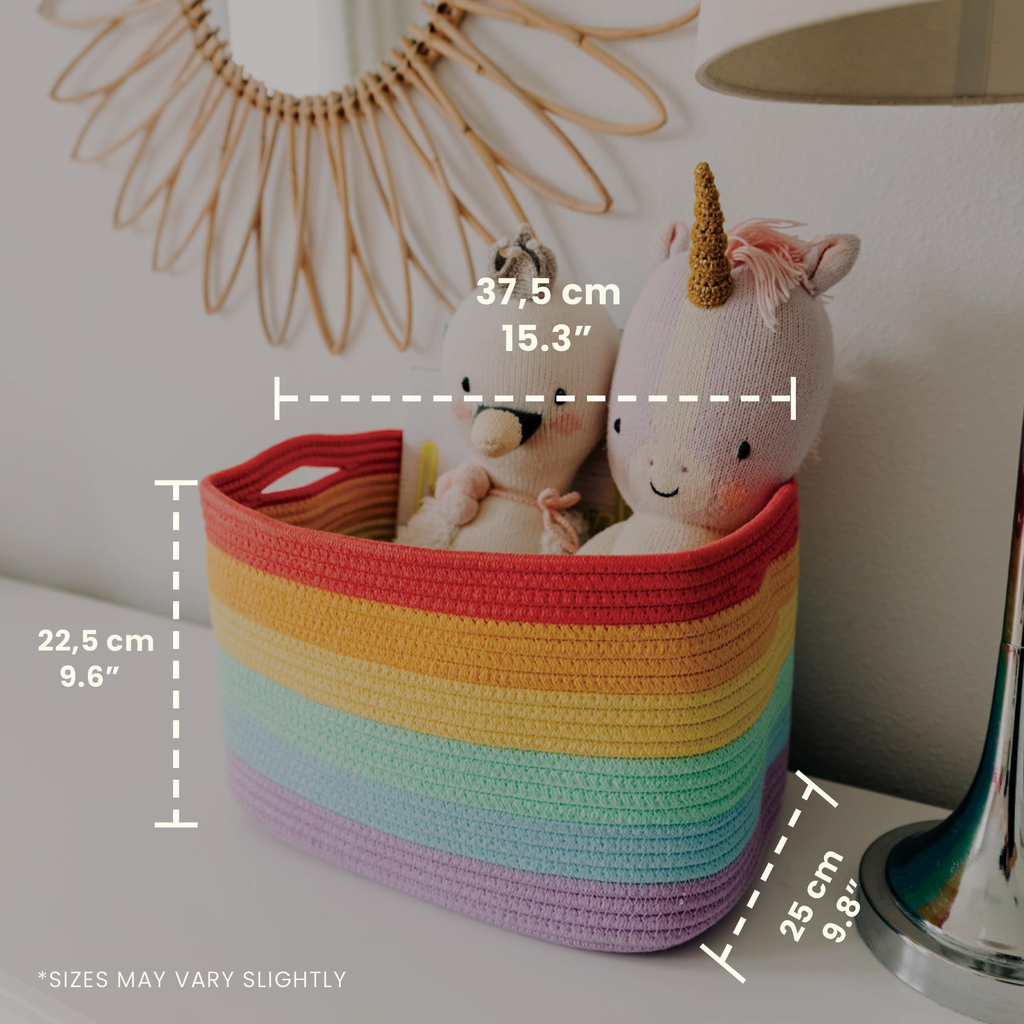 OrganiHaus 3-Pack Rope Rainbow Storage Baskets for Shelves | for Classroom and Nursery | Storage Bins & Toy Organizer for Baby Room