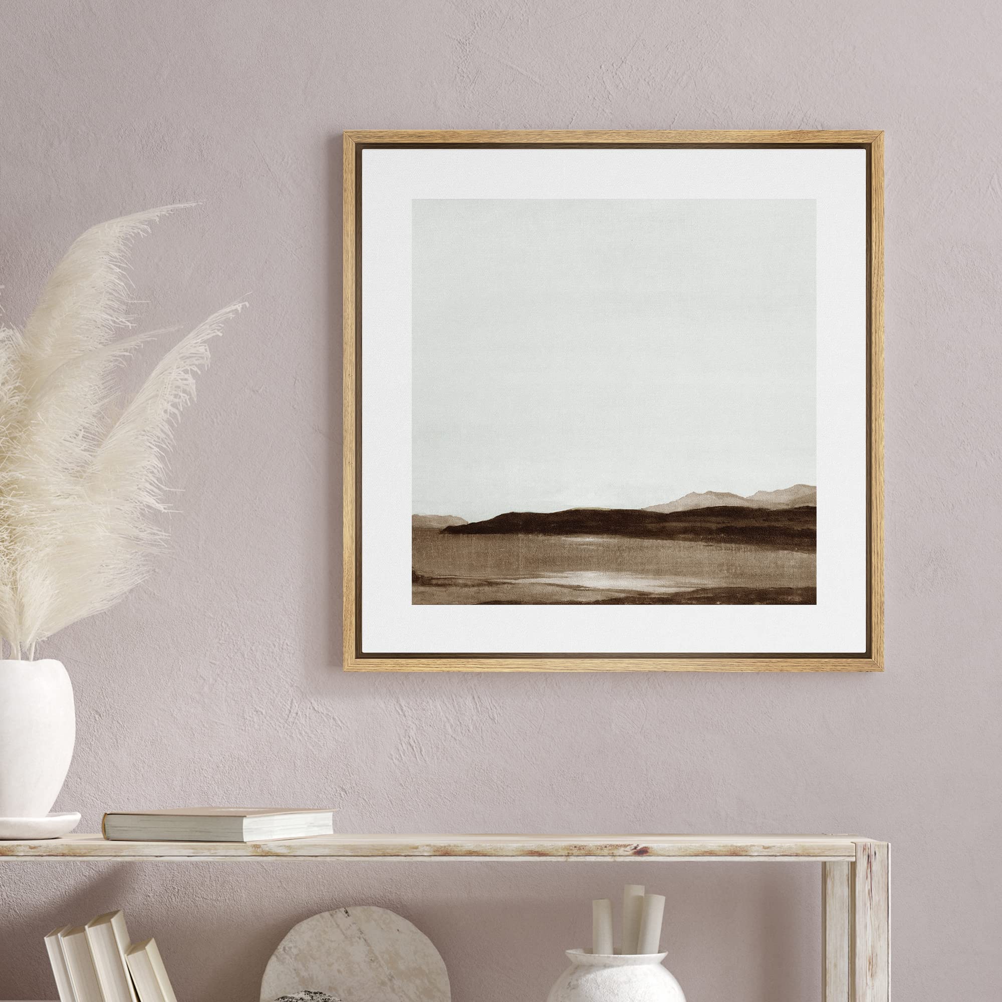 Signwin Framed Canvas Print Wall Art Minimalist Abstract Mountain Landscape View Nature Wilderness Illustrations Fine Art Farmho