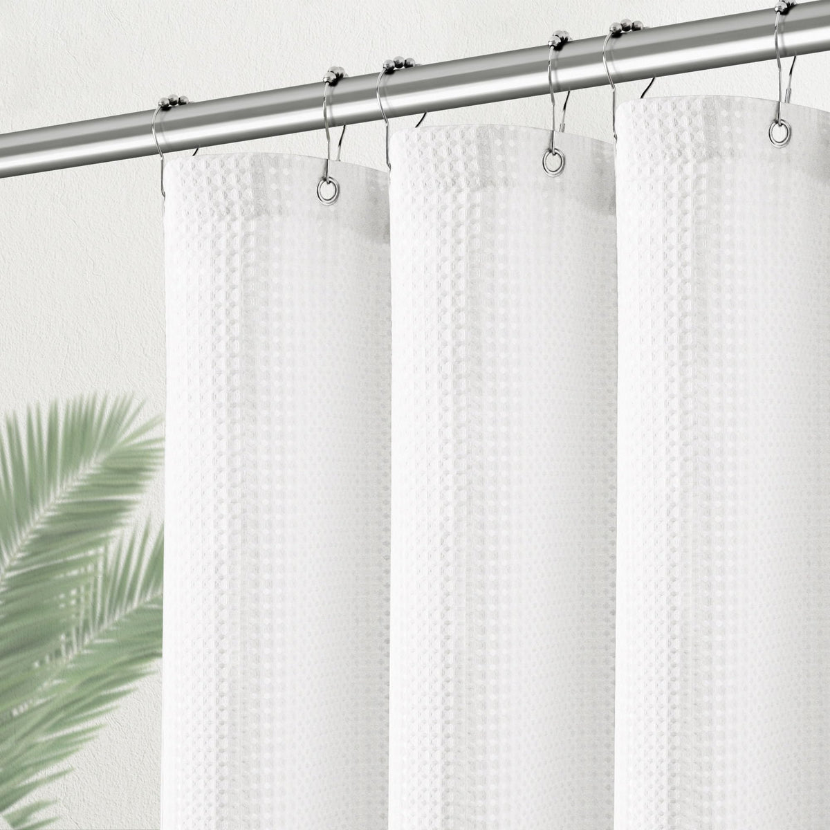 Pangsinne Modern Shower Curtain For Stall - Water Repellent Waffle Textured 256Gsm Heavy Duty Half Size Shower Curtains For Bath