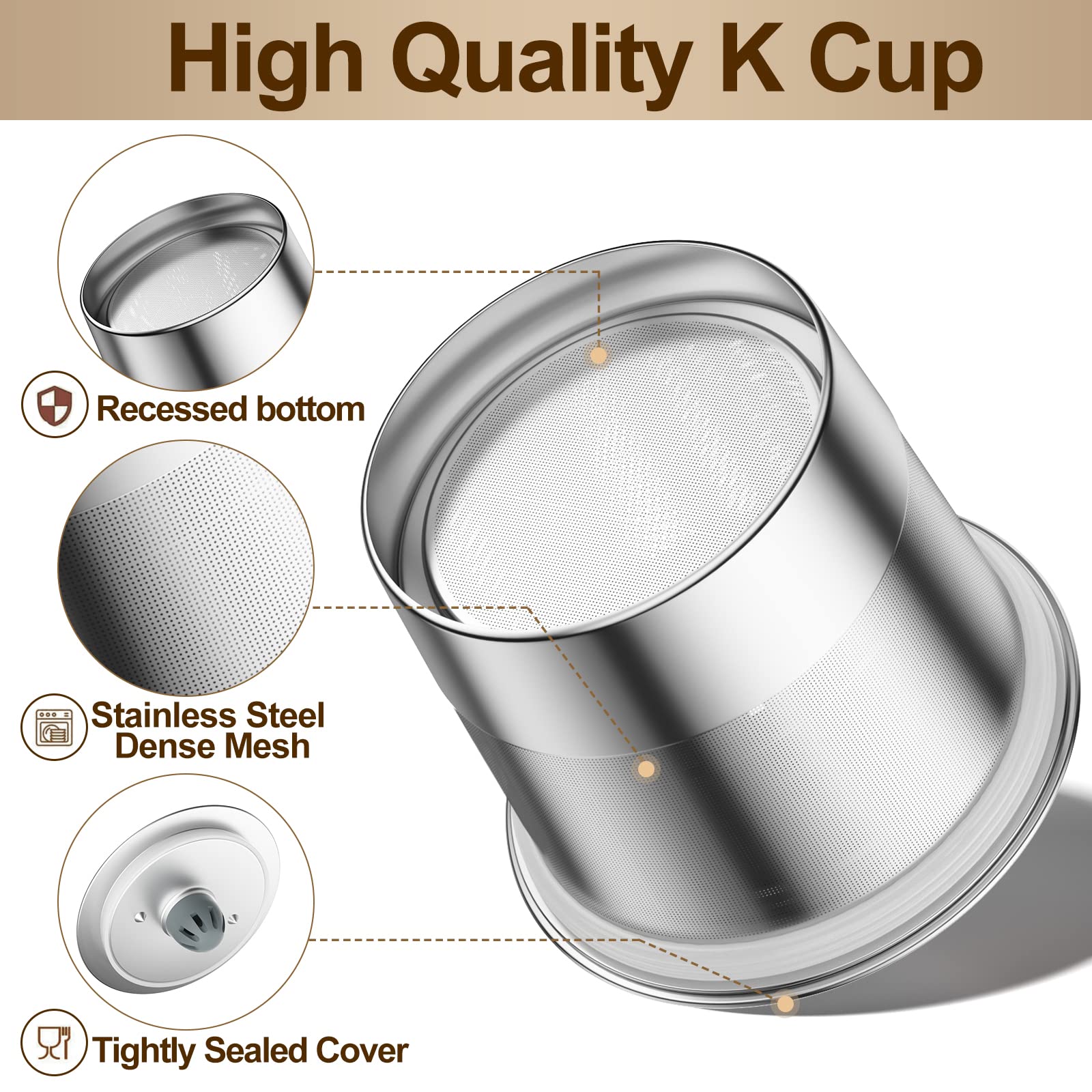 Reusable K Cups Coffee Filter  Stainless Steel K Cup Reusable Coffee Pods Filters for Keurig 1.0 & 2.0 Coffee Makers BPA-Free Refillable Coffee Filters (2 Packs)