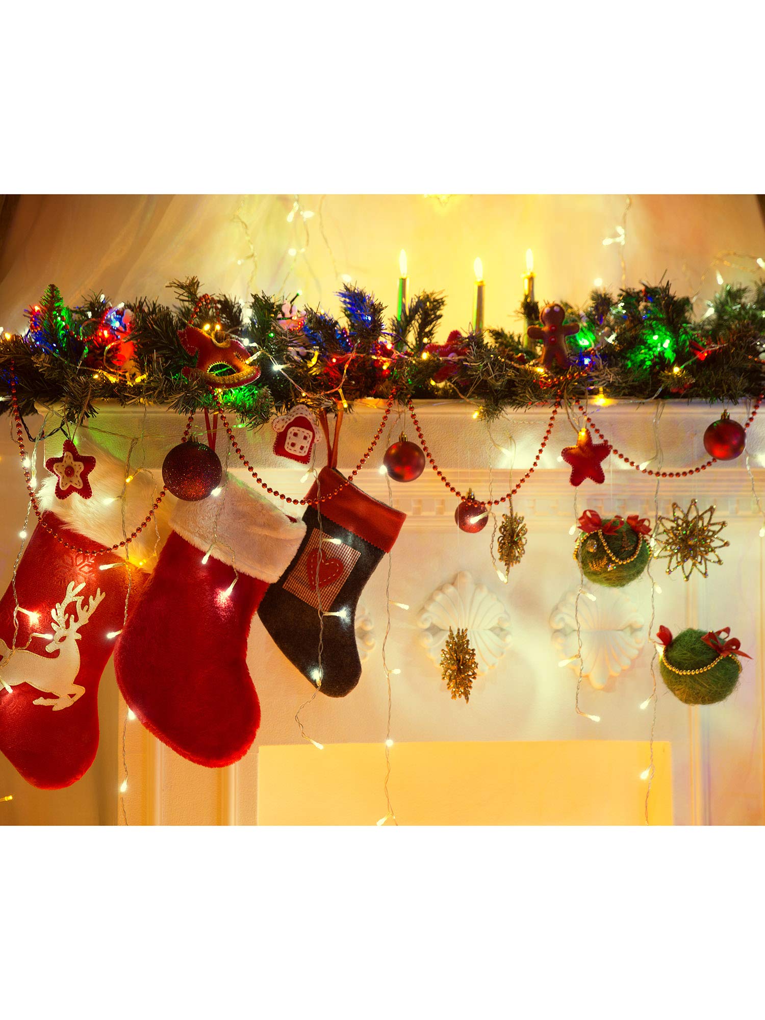 26 Feet Christmas Tree Beaded Garland Plastic Pearl Strands Chain Artificial Pearls Beads Trim Garland for Xmas Tree Holiday Wed