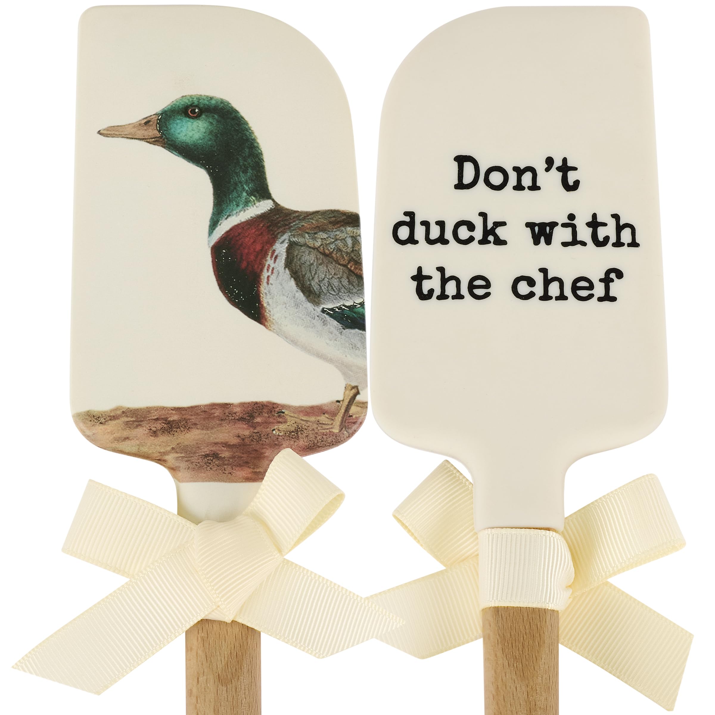 Primitives by Kathy doublesided silicone novelty cooking spatula/Farmhouse Collection/vintage art of a duck on front/Dont Duc