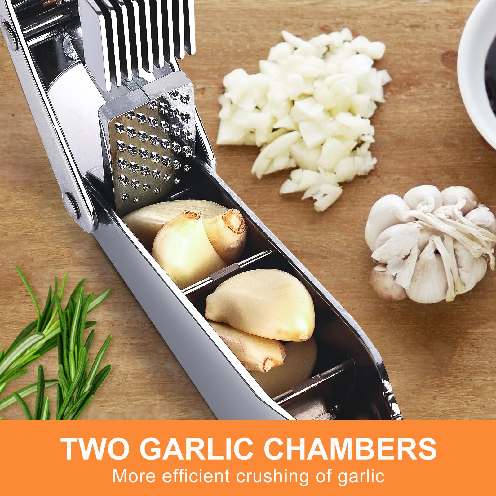 Garlic Press And Slicer 2 In 1,Effortlessly Crush, Slice, And Mince Garlic,With This Versatile Kitchen Tool - Perfect For Home C