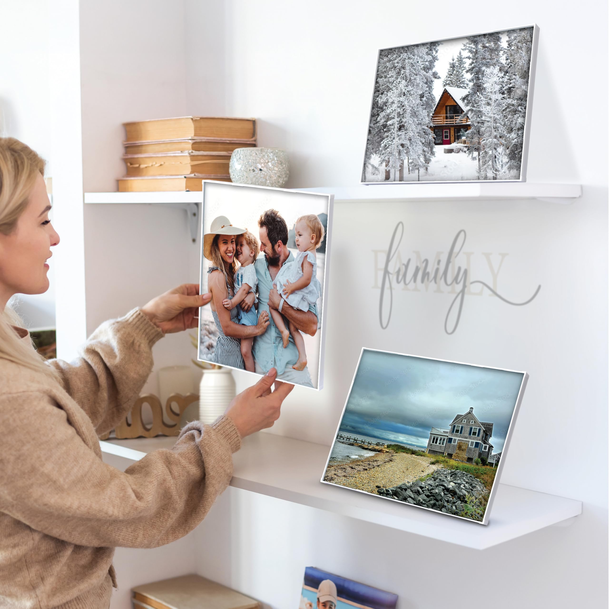 MANTELLO ESSENTIALS Front Loading White Picture Frame 8.5x11 - Set of 6 - Table Desk Wall hanging For Artwork - Certificates Dip