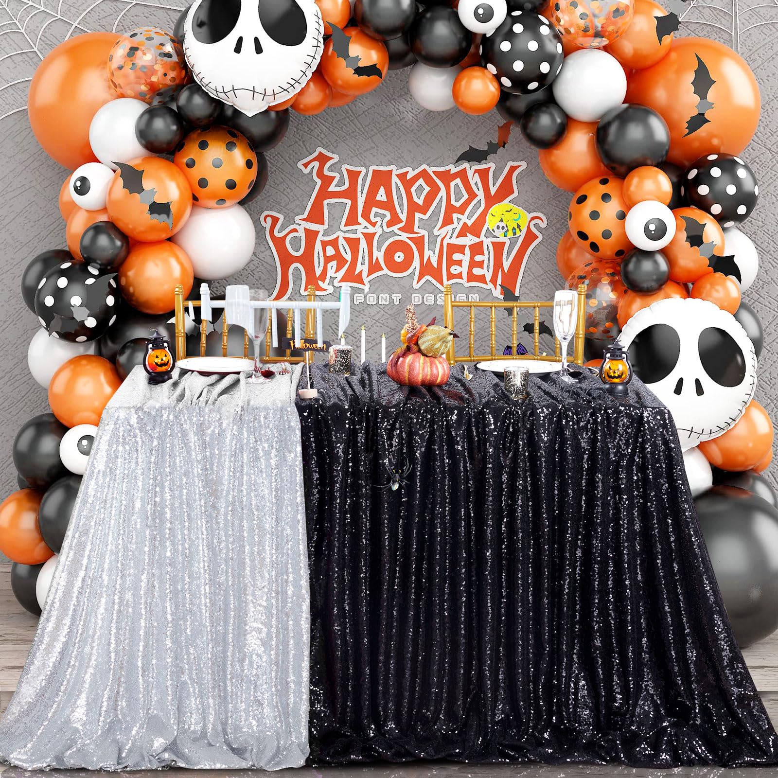 Queendream Tablecloth 90X156 Rectangle Sequin Tablecloth Black Wedding Table Linens Glitter Birthday Bridal Party Indoor Outdoor