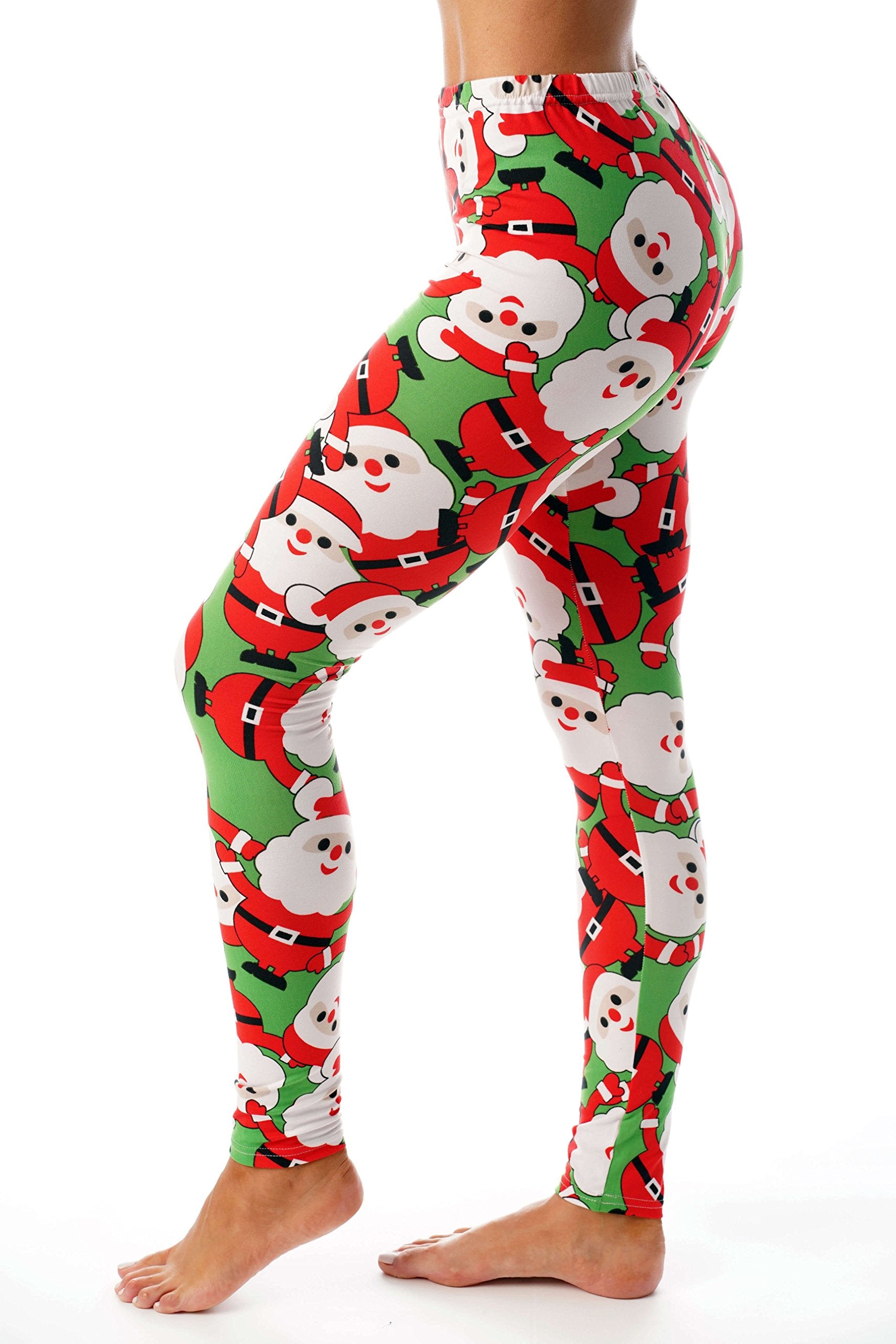 Just Love Leggings, 1X, Green - Tossed Santa