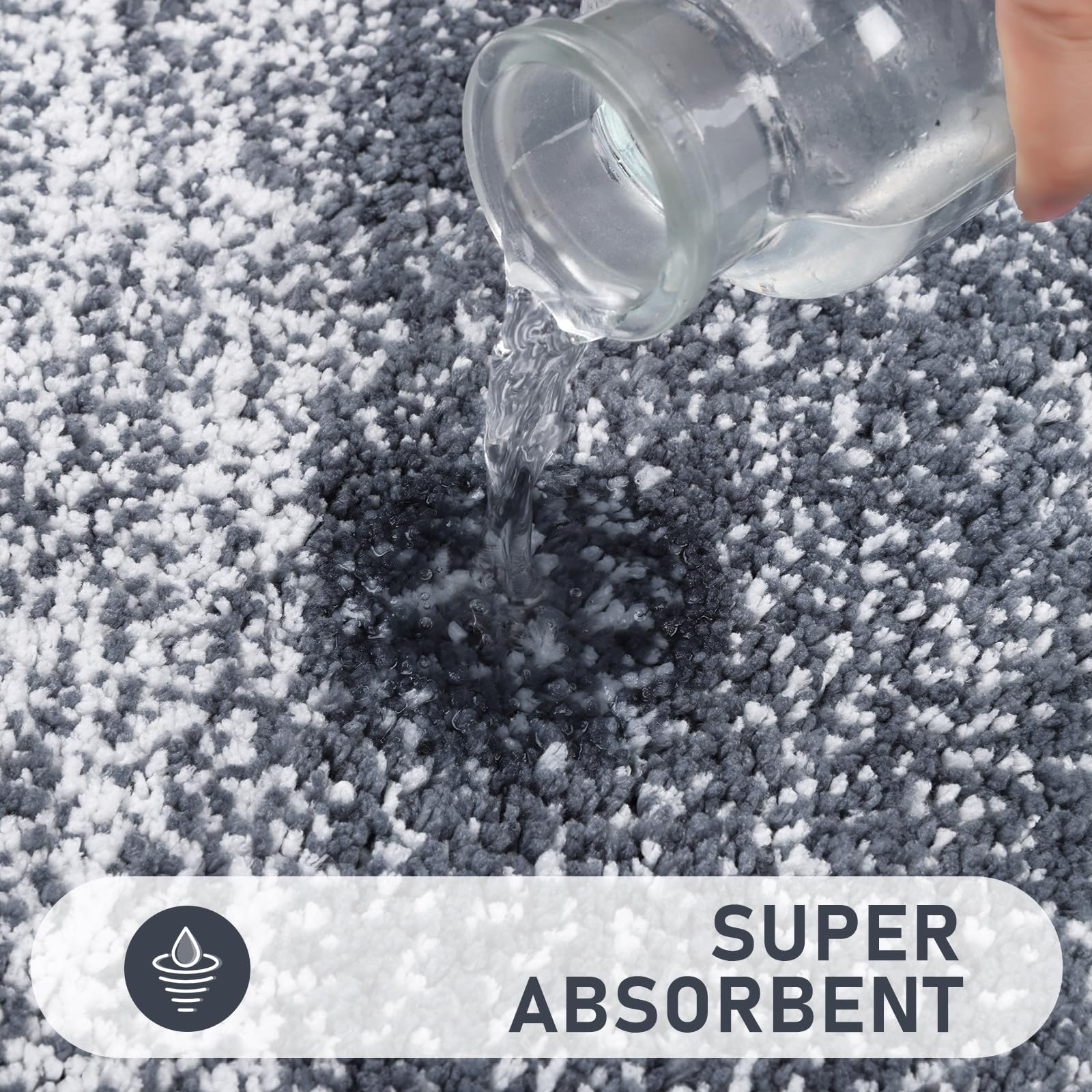 Bsmathom Bathroom Rugs Sets 5 Piece With Toilet Cover, Non Slip Plush Shaggy Bath Mats For Bathroom Absorbent, Washable Bath Rug