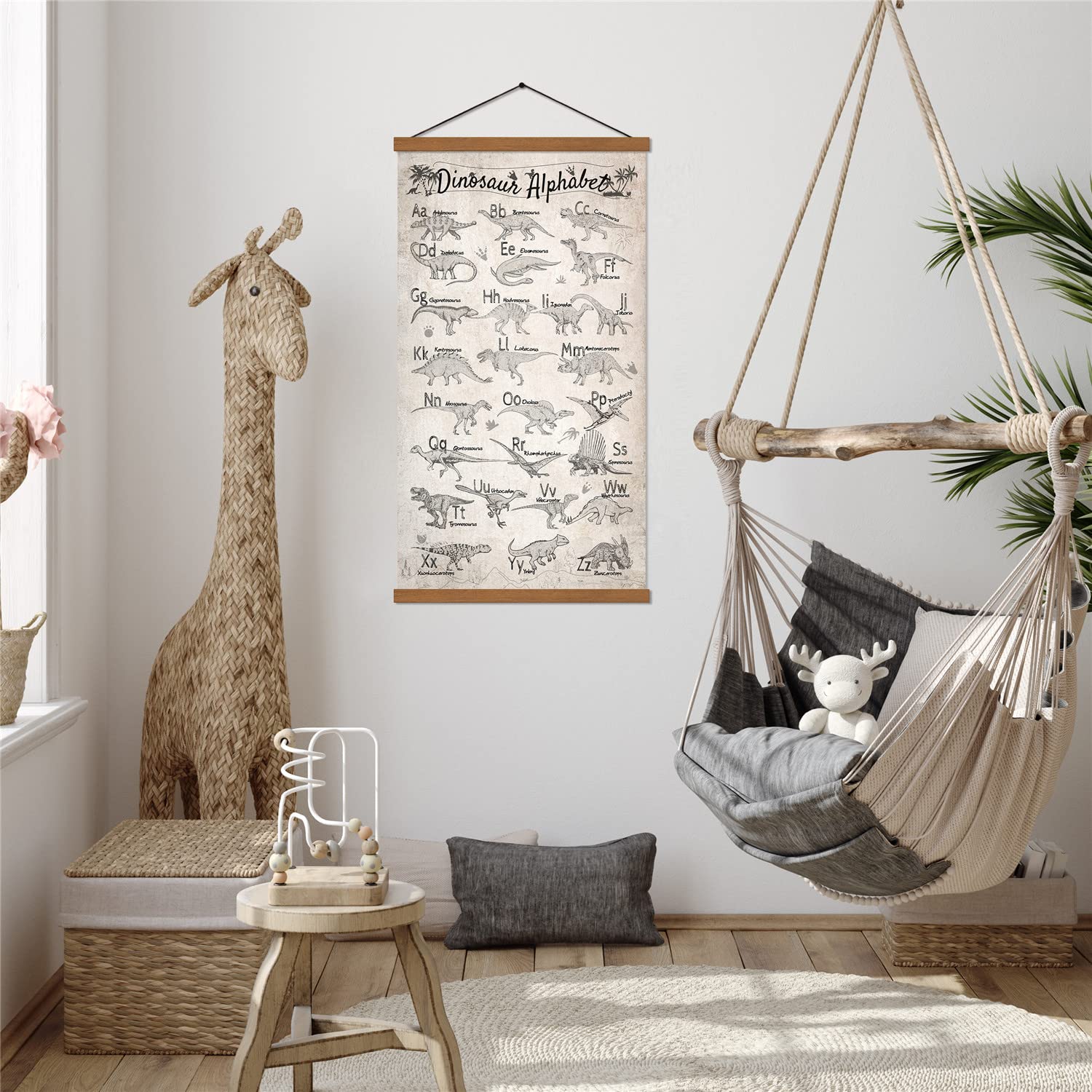 Fuxao Universe Outer Space Alphabet Poster Animal Dinosaur Wall Art Decor With Frame Kid Educational Chart Canvas Classroom Sola