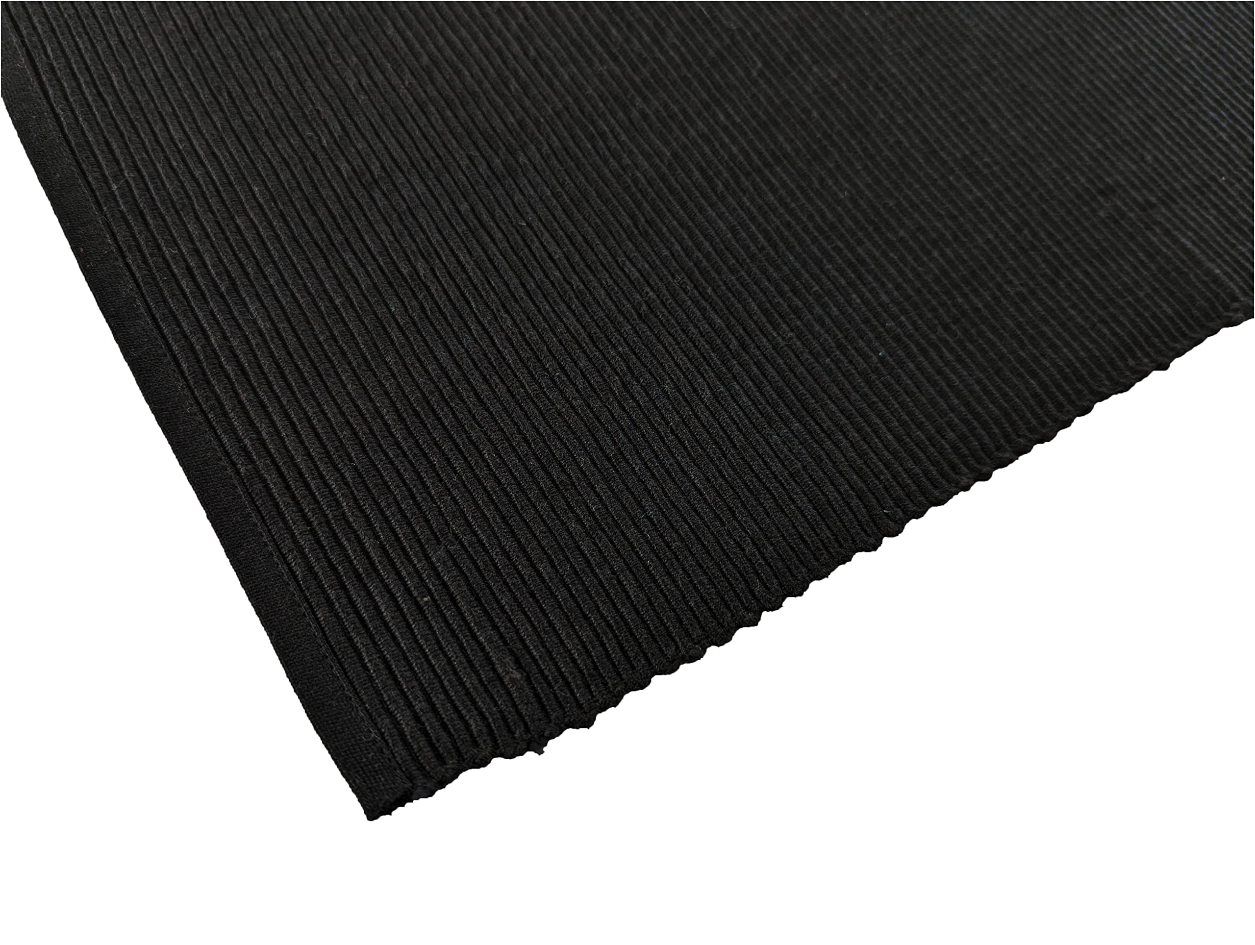 Avka Studio 100% Cotton Ribbed Placemats - Set Of 6-13 X 19 Inches - Black - Everyday Cloth Table Mats - Thick Construction, Was