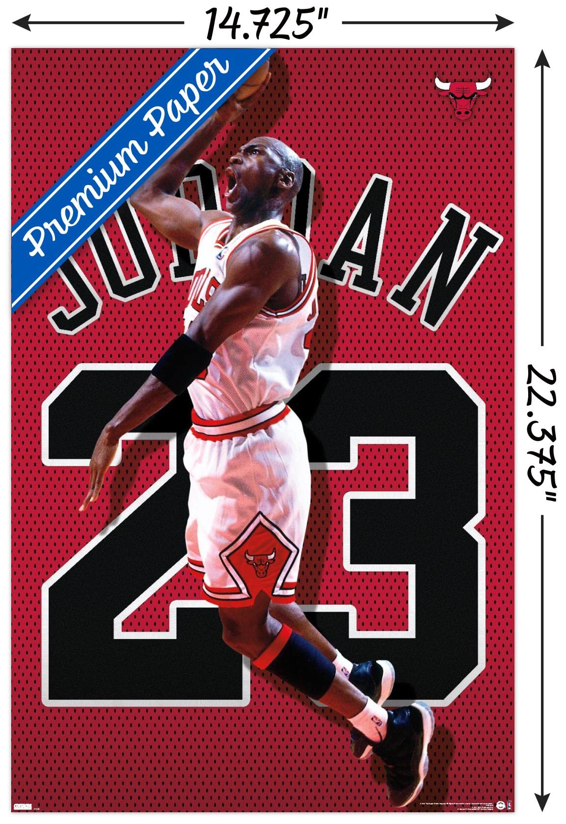 Trends International Michael Jordan - Jersey Wall Poster, 14.725'' X 22.375'', Premium Unframed Version