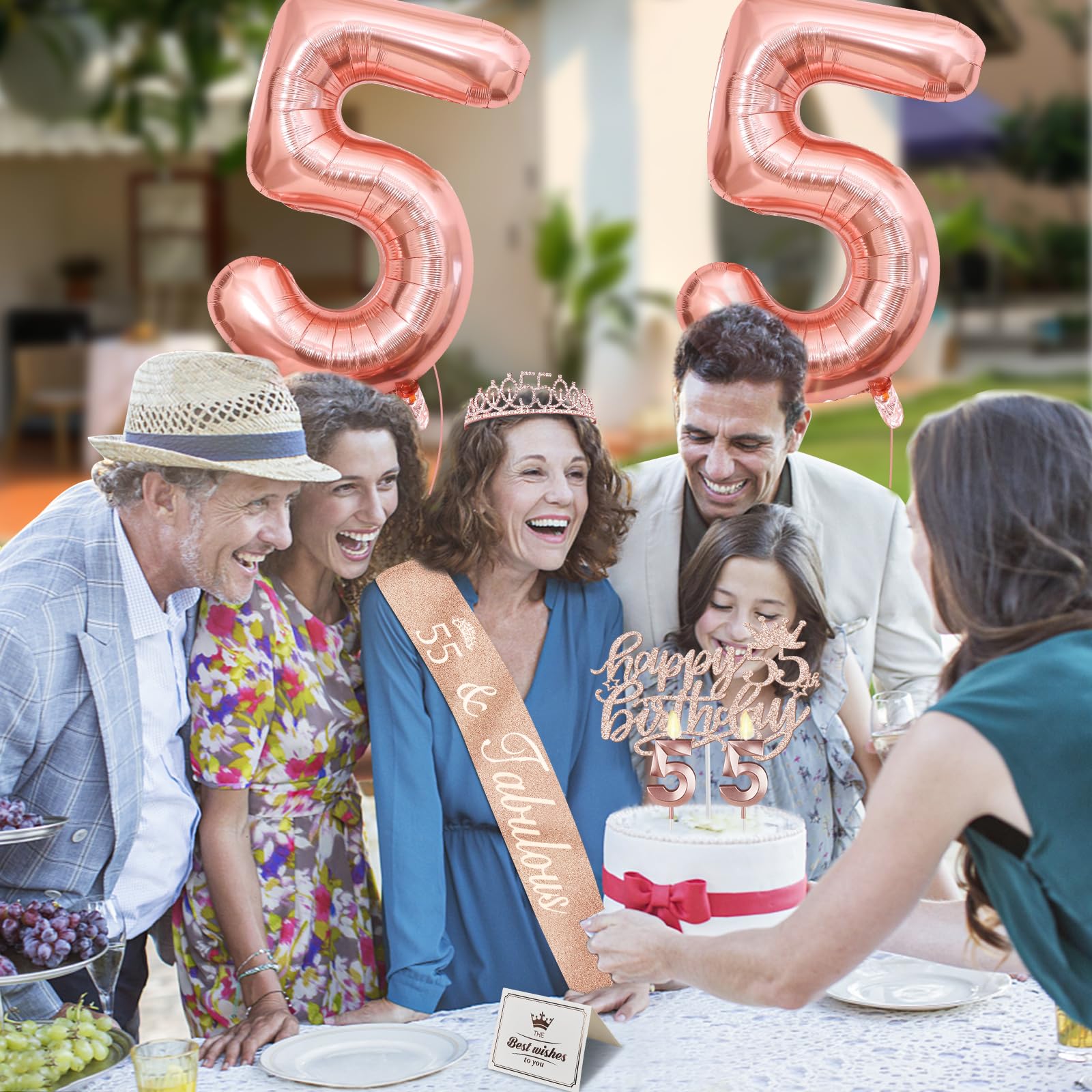 55 Birthday Decorations For Women Including 55Th Birthday Sash, 55 Birthday Tiara, Birthday Candles And Cake Topper, Number 55 B