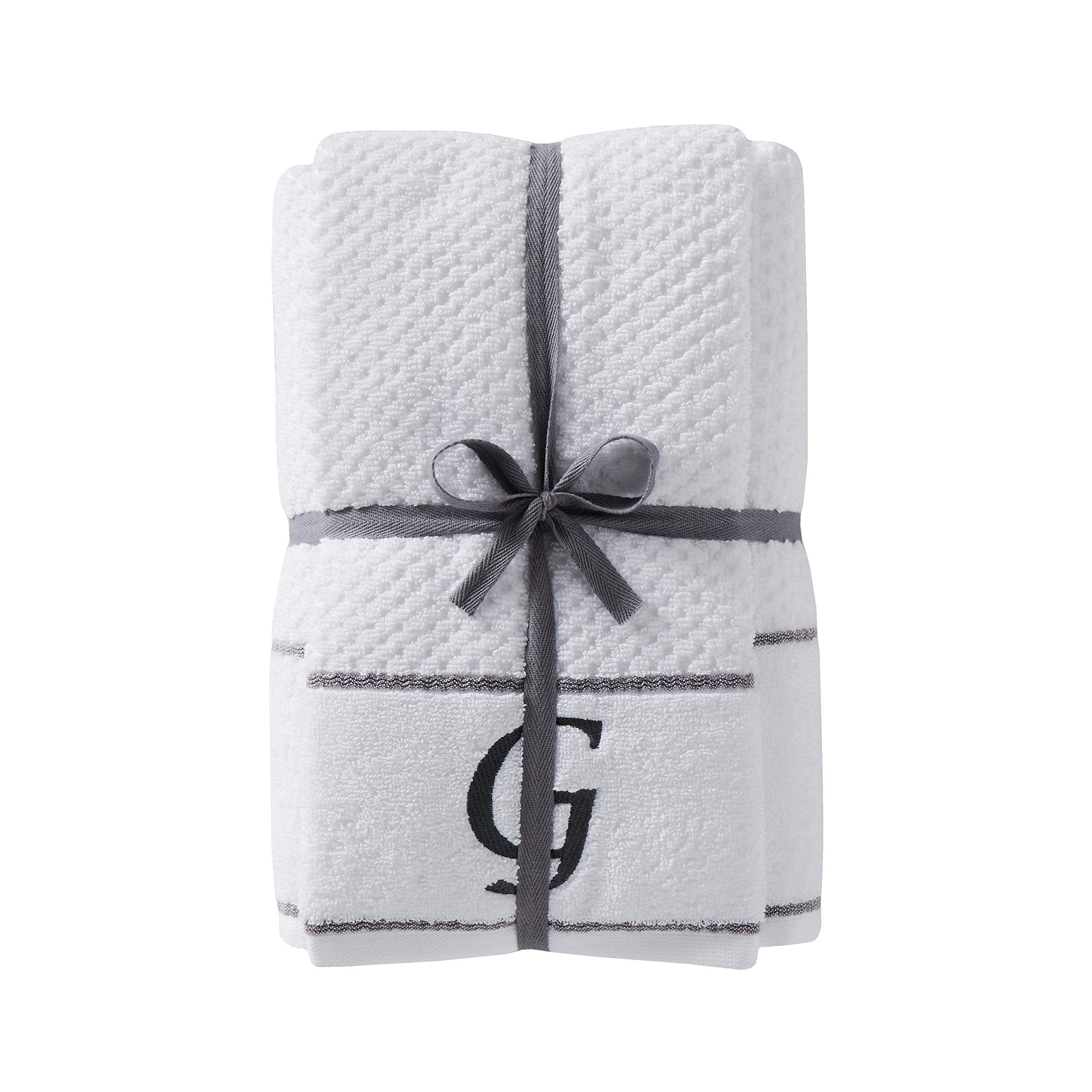 Skl Home By Saturday Knight Ltd. Monogram ''G'' Bath And Hand Towel Set, White, 4-Pack