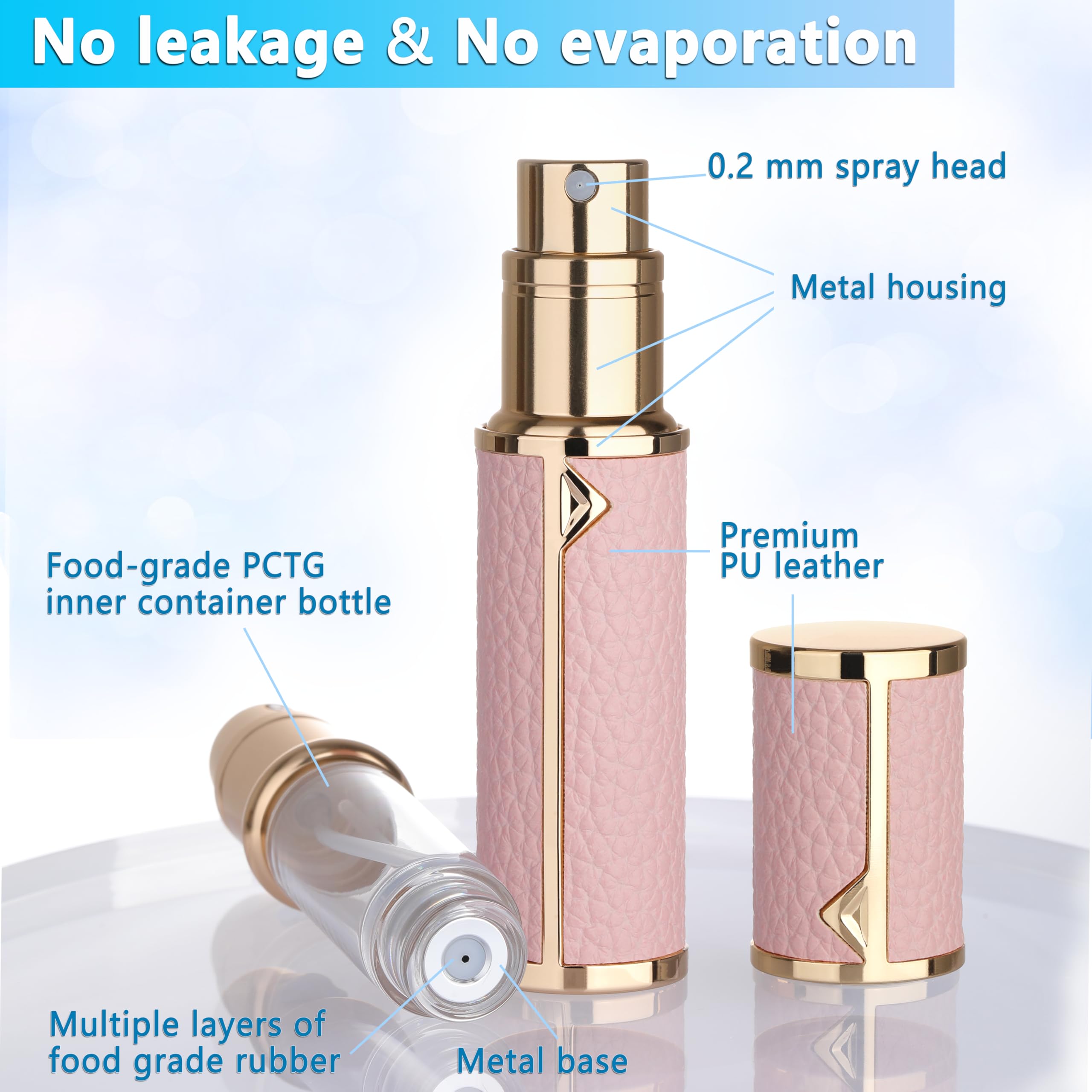 Qavhun Refillable Travel Perfume Atomizer Bottle - 5Ml Luxury Pocket Perfume Dispenser Pump, Travel Perfume Atomiser, Cologne Di
