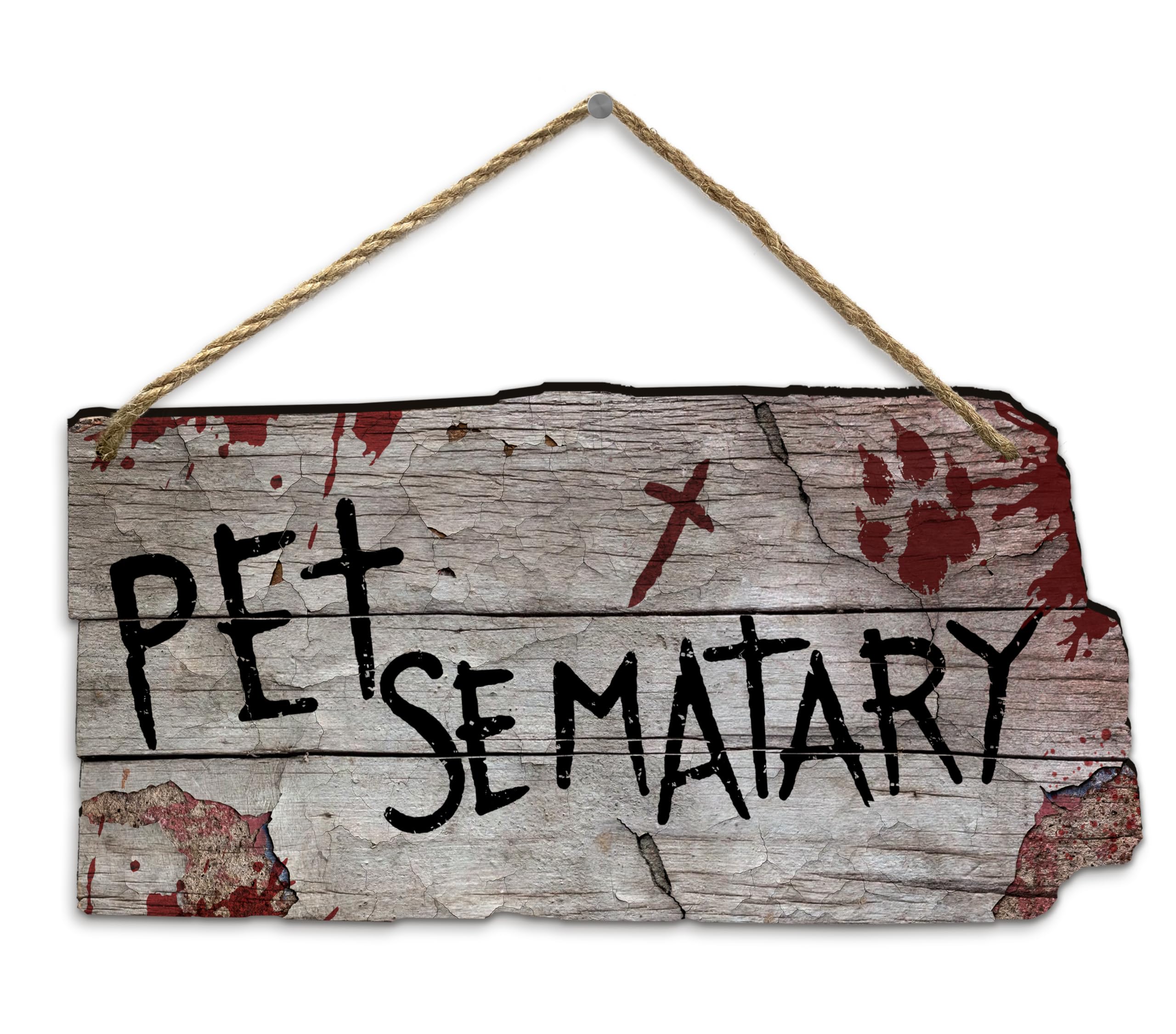 flinelife Pet Sematary Sign, 12x6, Horror Movie Sign, Wreath Sign for Indoor Outdoor Use