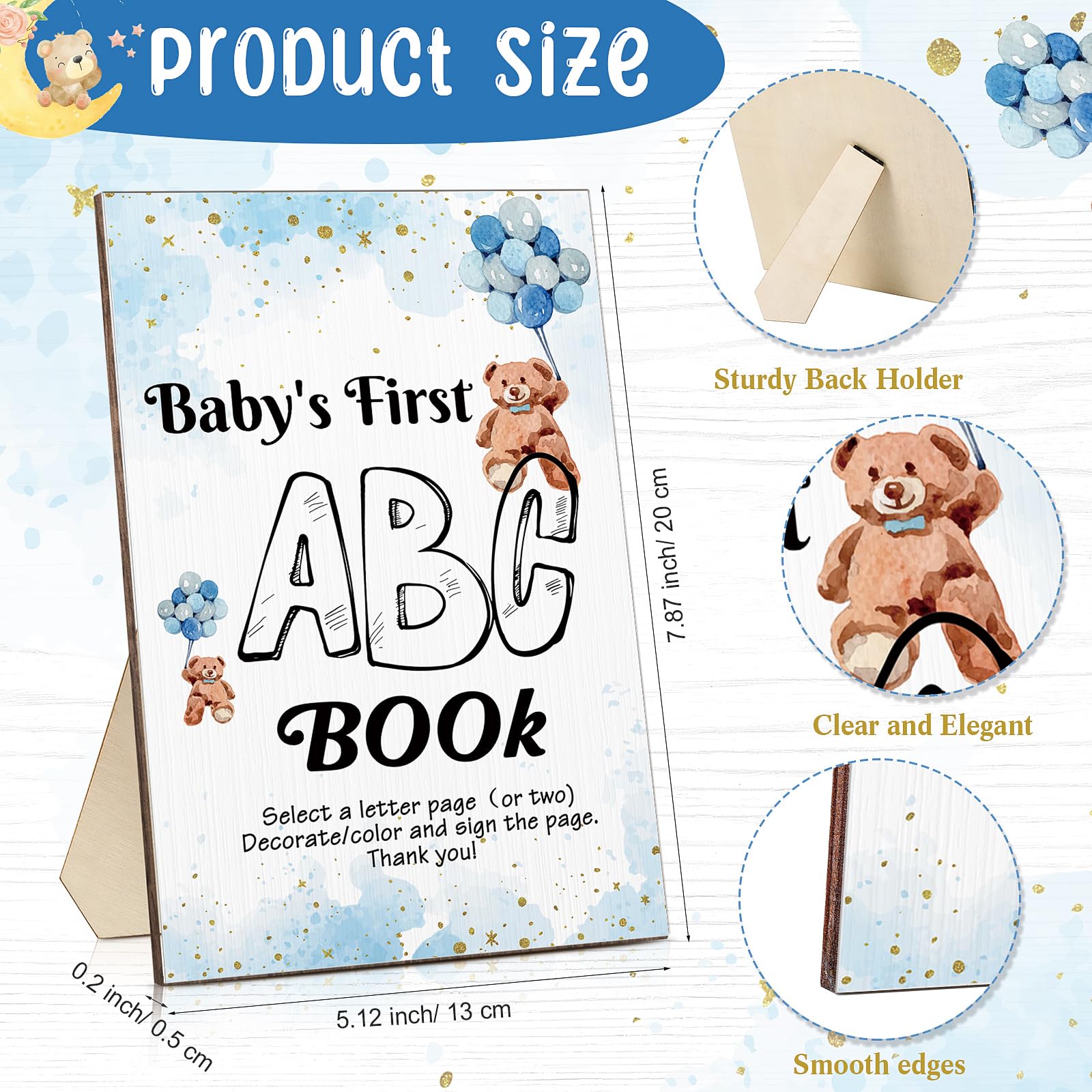 Geelin Fun Baby Shower Game Kid'S Abc Book Sign 26 Coloring Game Card Alphabet A To Z Coloring Card 24 Watercolor Pen For Baby S