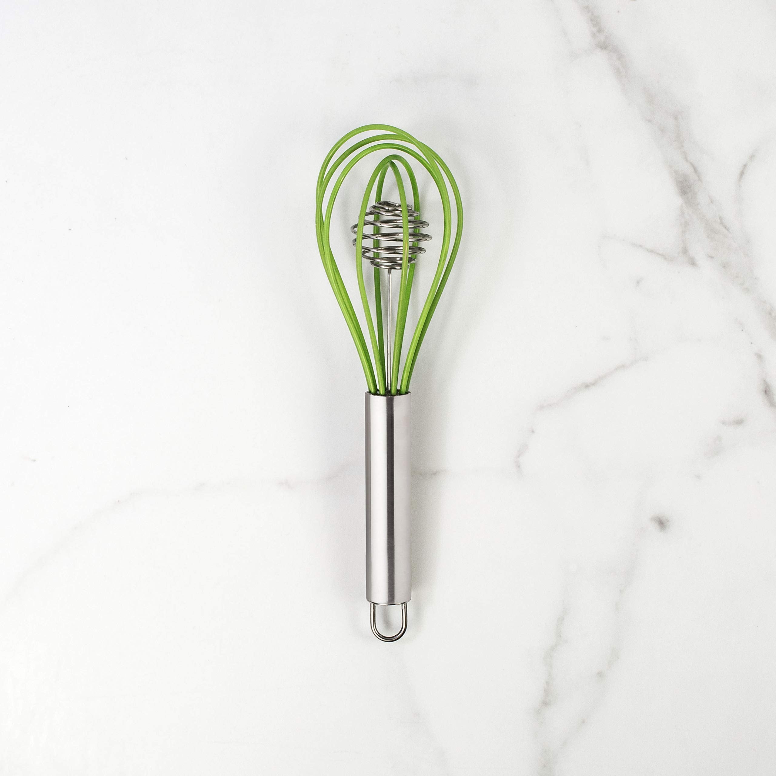 Mrs. Andersons Baking Rapid Whisk Junior With Double Helix Spiral Blades, 18/8 Stainless Steel And Silicone, Green