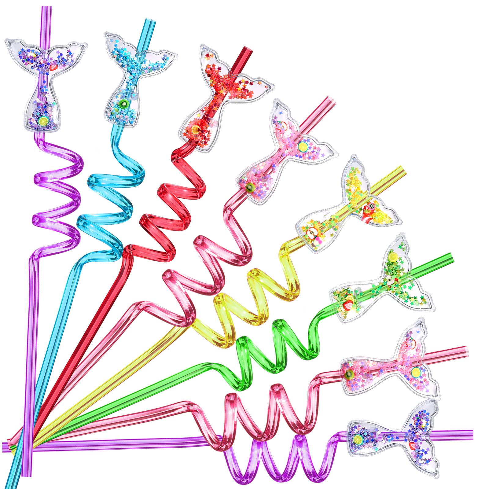 24 Glitter Mermaid Party Favors Mermaid Tail Drinking Straws For Mermaid Birthday Party Supplies With 2 Pcs Straws Cleaning Brus