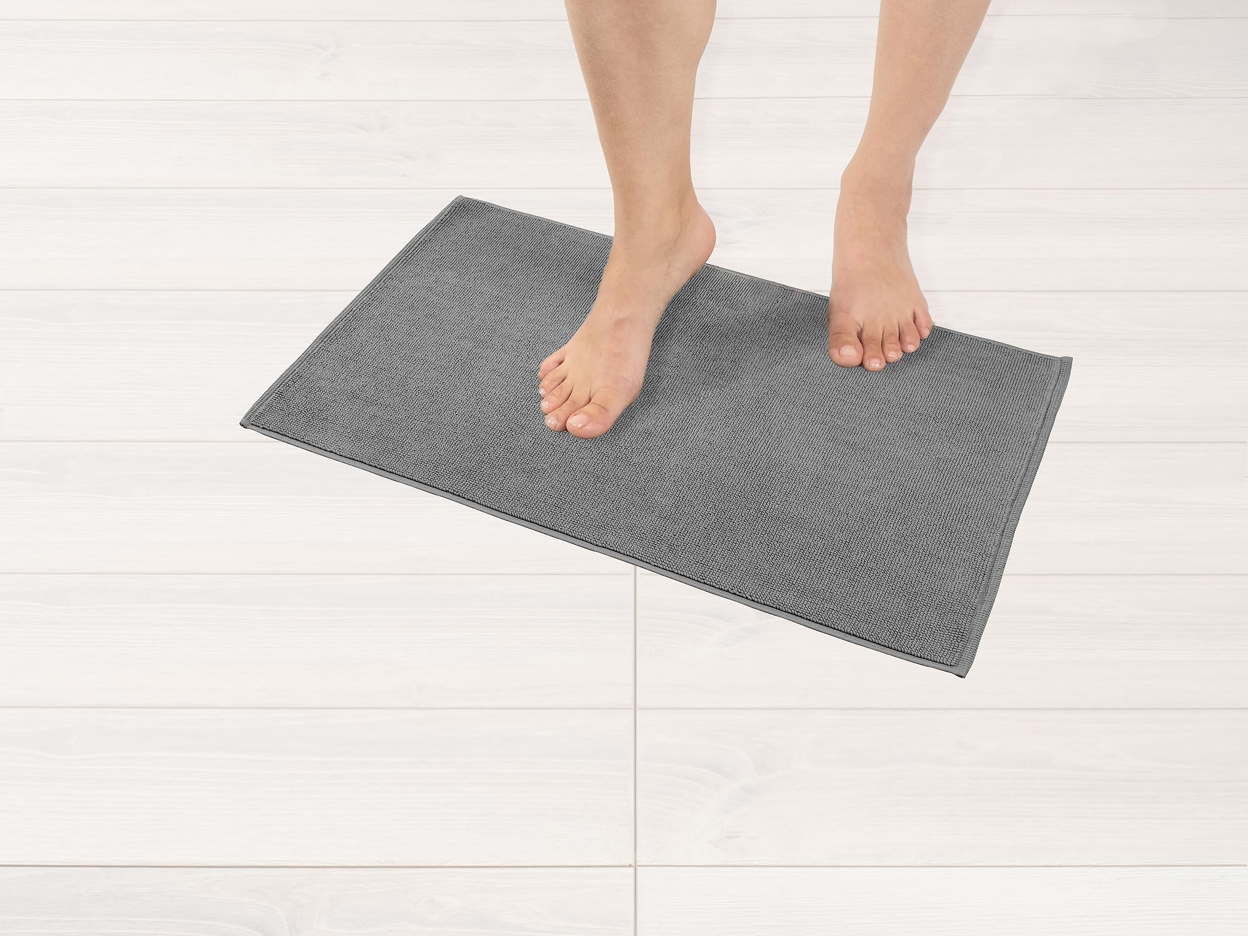 American Soft Linen Bath Rug, 17 In 24 In 100% Cotton Bath Mats Rugs For Bathroom, Non Slip Washable Shaggy Form Area Rugs, Ligh