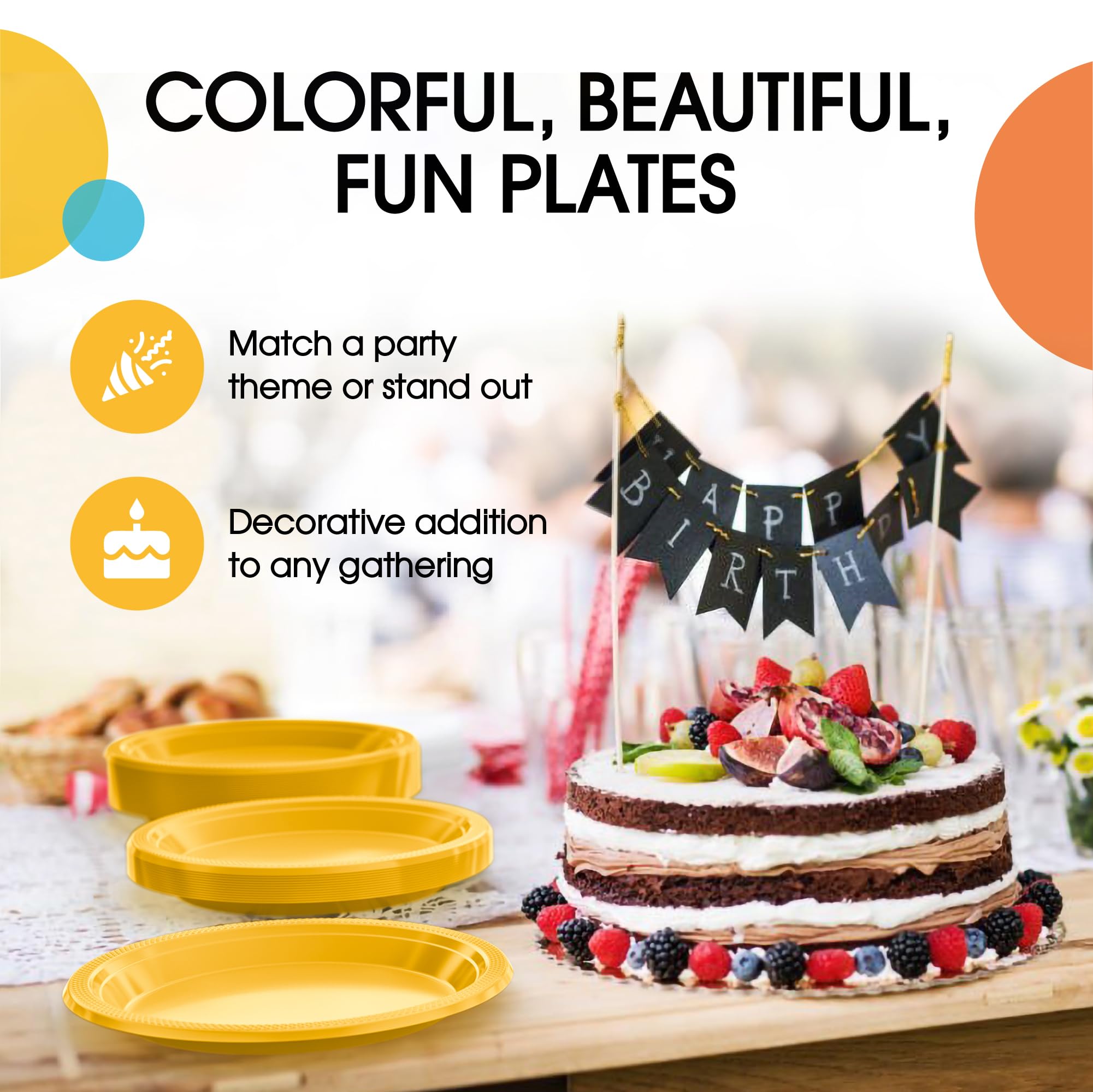 Exquisite Yellow Plastic Plates For Party 7 Yellow Disposable Plates For Party Supplies 100 Pcs Disposable Dinner Plate Heavy