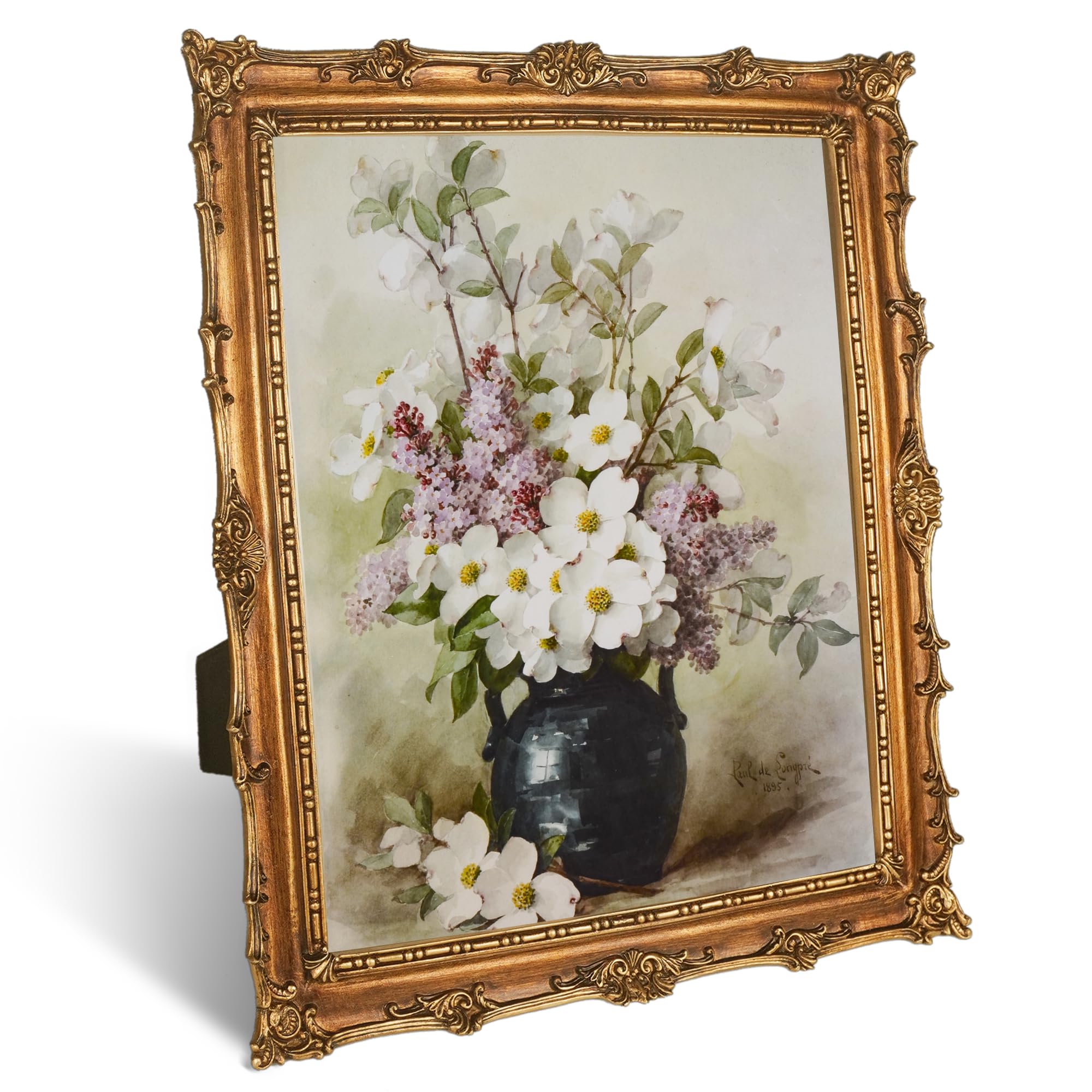 Comfymon 11x14 Vintage Photo Frames, Black Hand-Crafted Resin Photo Frame with Easel & Hook, Home Ornament for Tabletop or Wall 