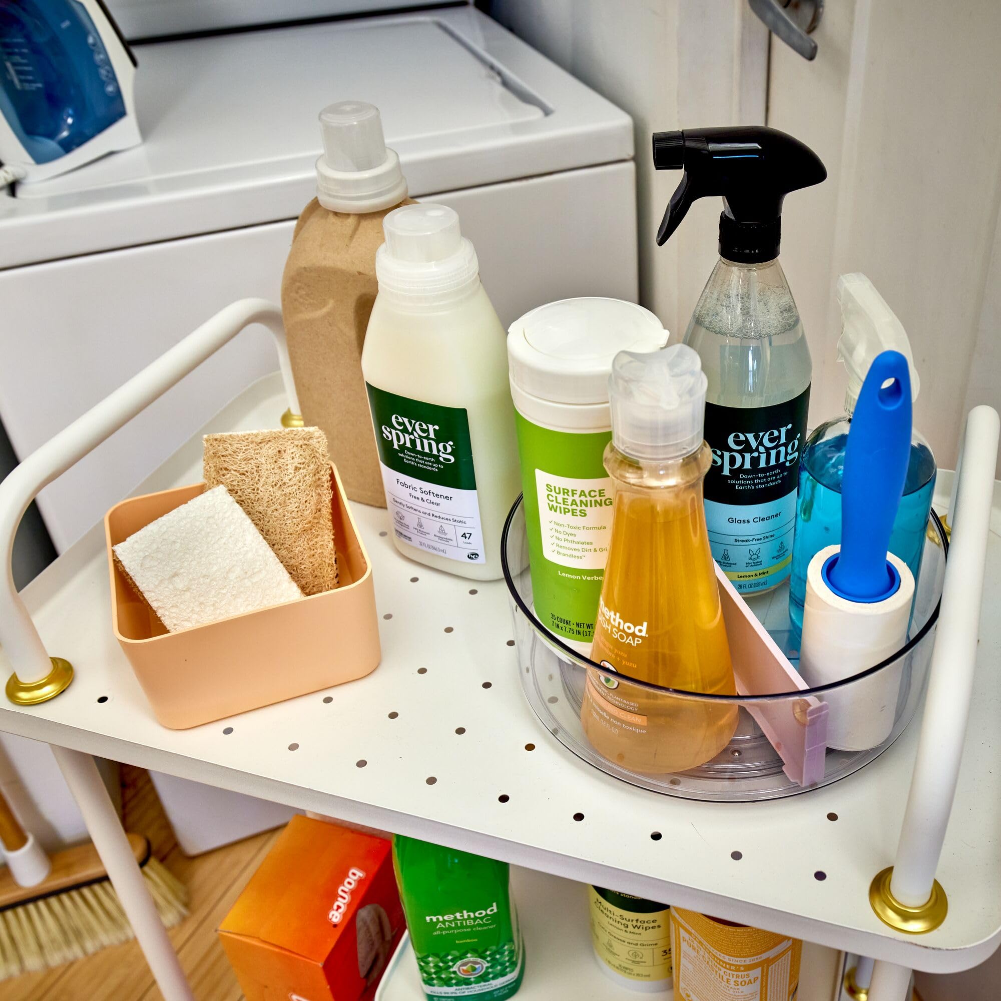 Rosanna Pansino X Idesign Recycled Plastic Divided Lazy Susan Turntable With Lid, Clear Bin/Lavender Sprinkles Divider, 10'' D X