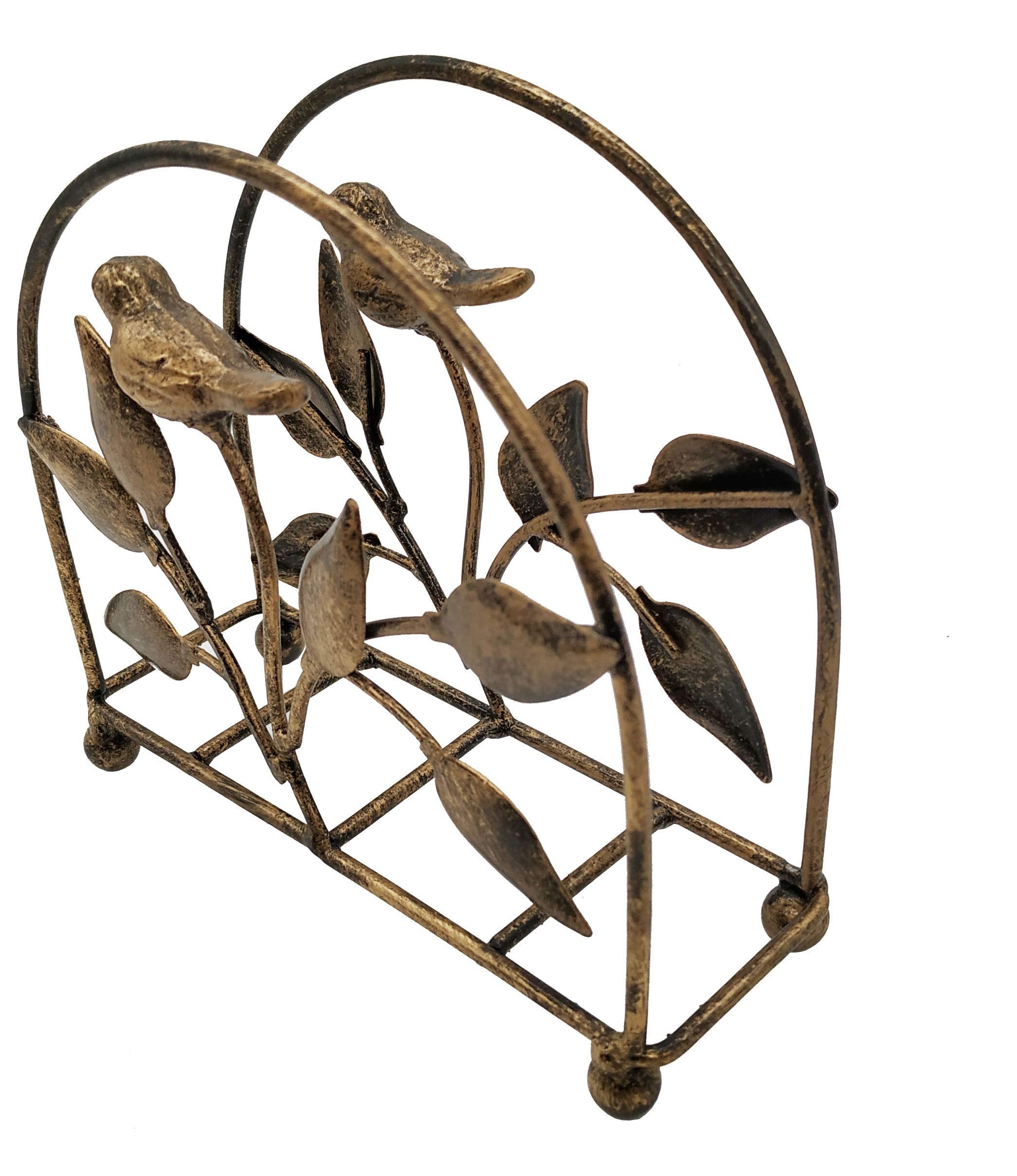 Cast Iron Bird & Tree Classic Napkin Holder/Tabletop Freestanding Tissue Dispenser, Bronze