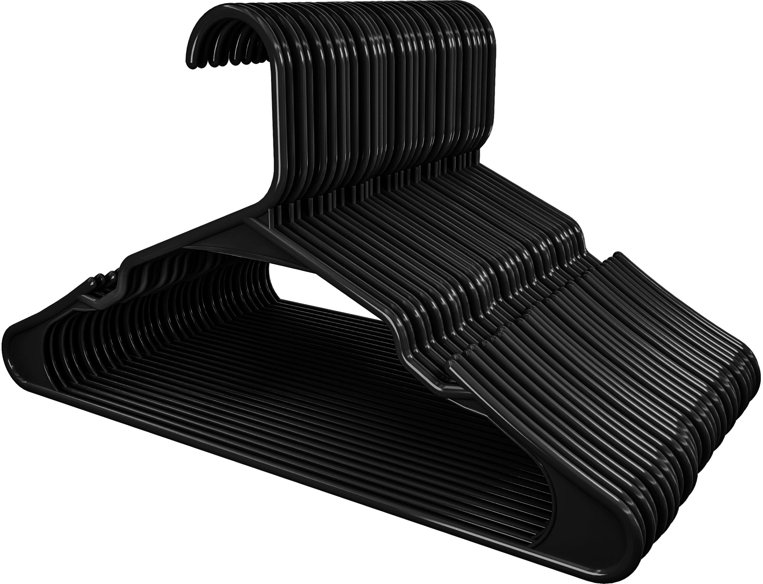 Utopia Home Black Hangers (50 Pack Plastic Hangers) - Space Saving Clothes Hangers - Durable Coat Hanger With Shoulder Grooves