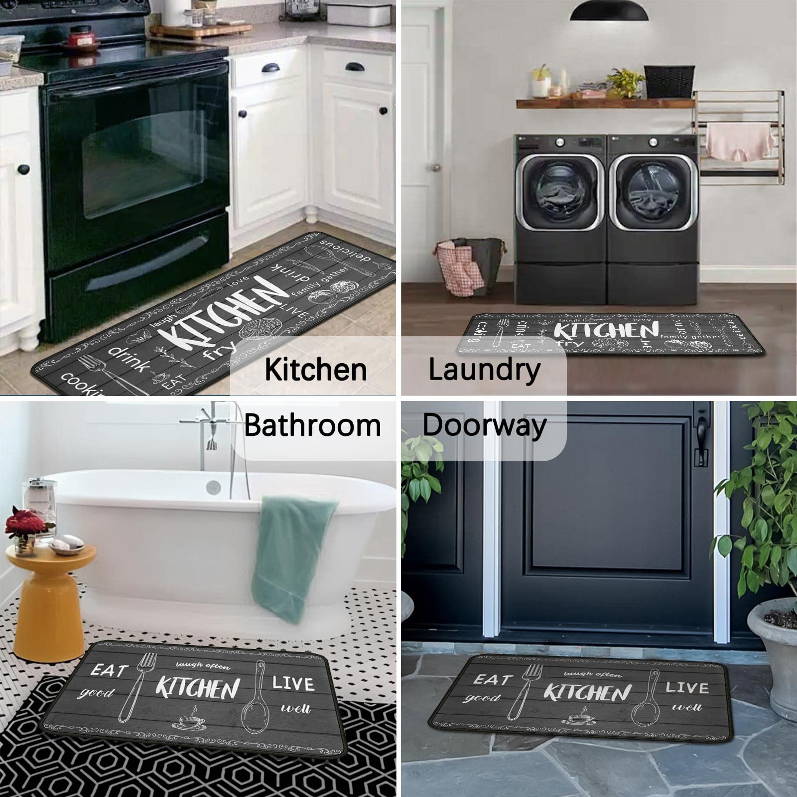 Eat Good Kitchen Rugs Set 2Pcs Non-Slip Kitchen Floor Rugs And Mats Cushioned Kitchen Runner Rug Comfort Soft Standing Area Mat