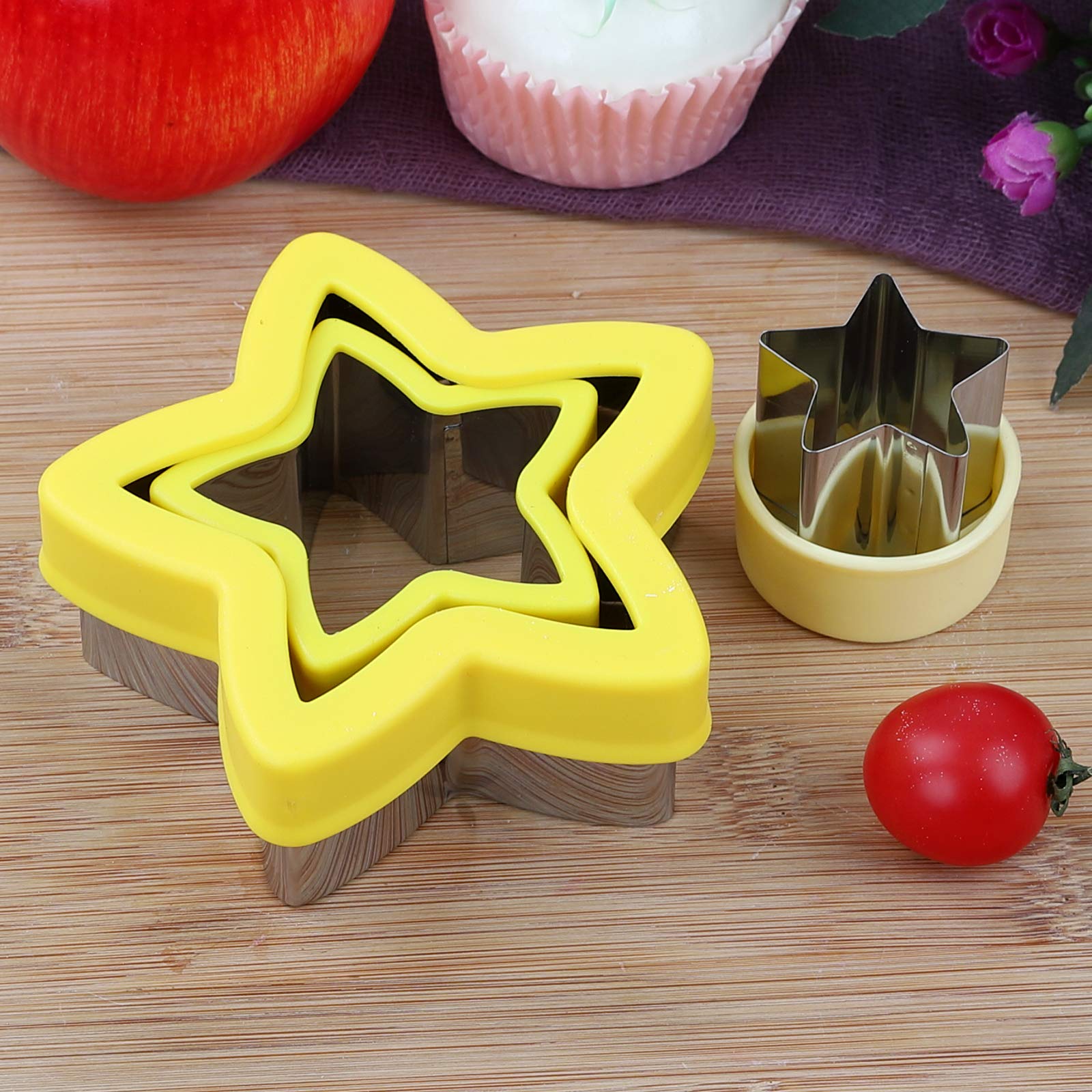 Star Cookie Cutters, Stainless Steel Star Shapes Baking Vegetable Shape Cutters, Mini & Medium & Large Star Cookie Cutters, Five