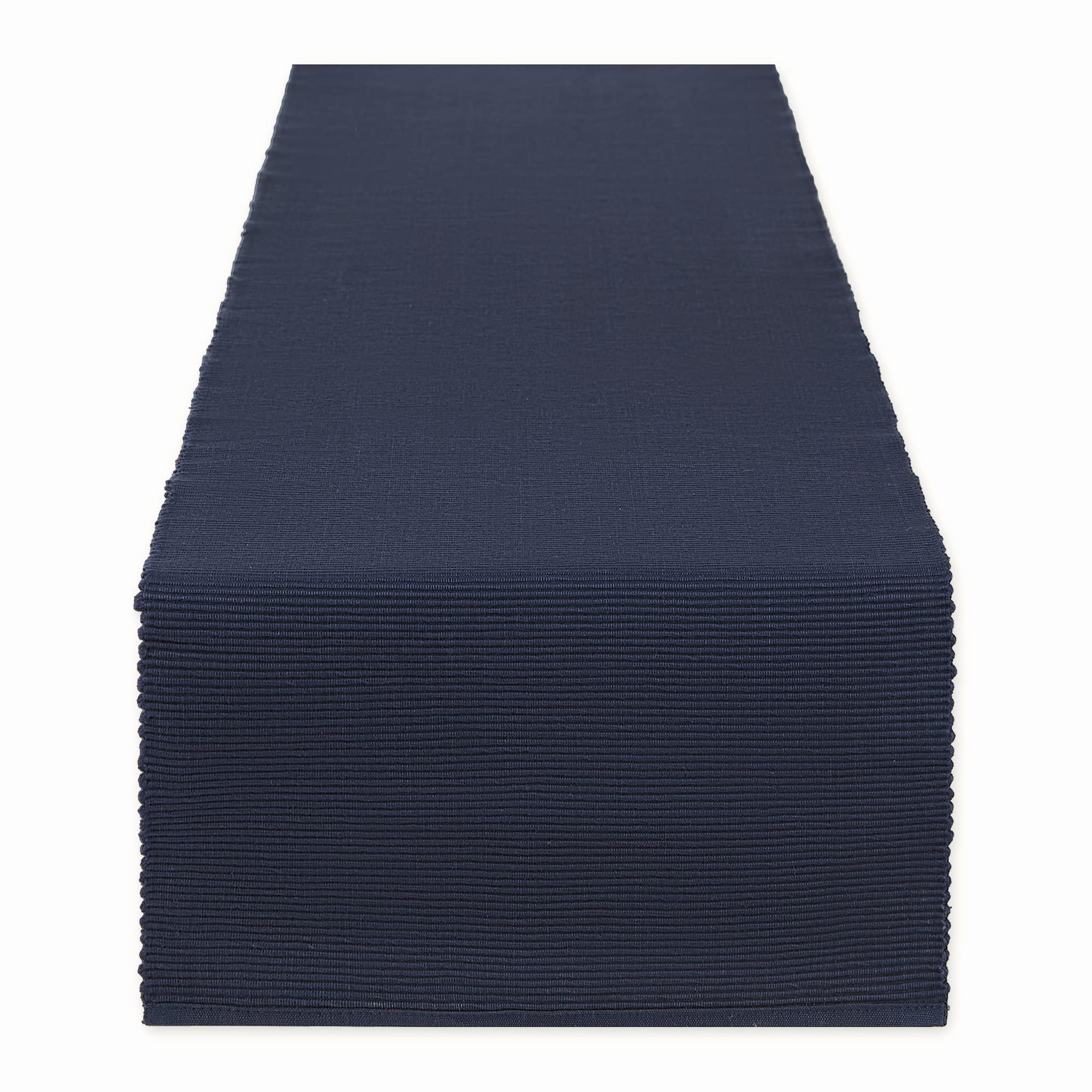 Dii Basic Everyday Ribbed Tabletop 100% Cotton, Table Runner, 13X72, Nautical Blue