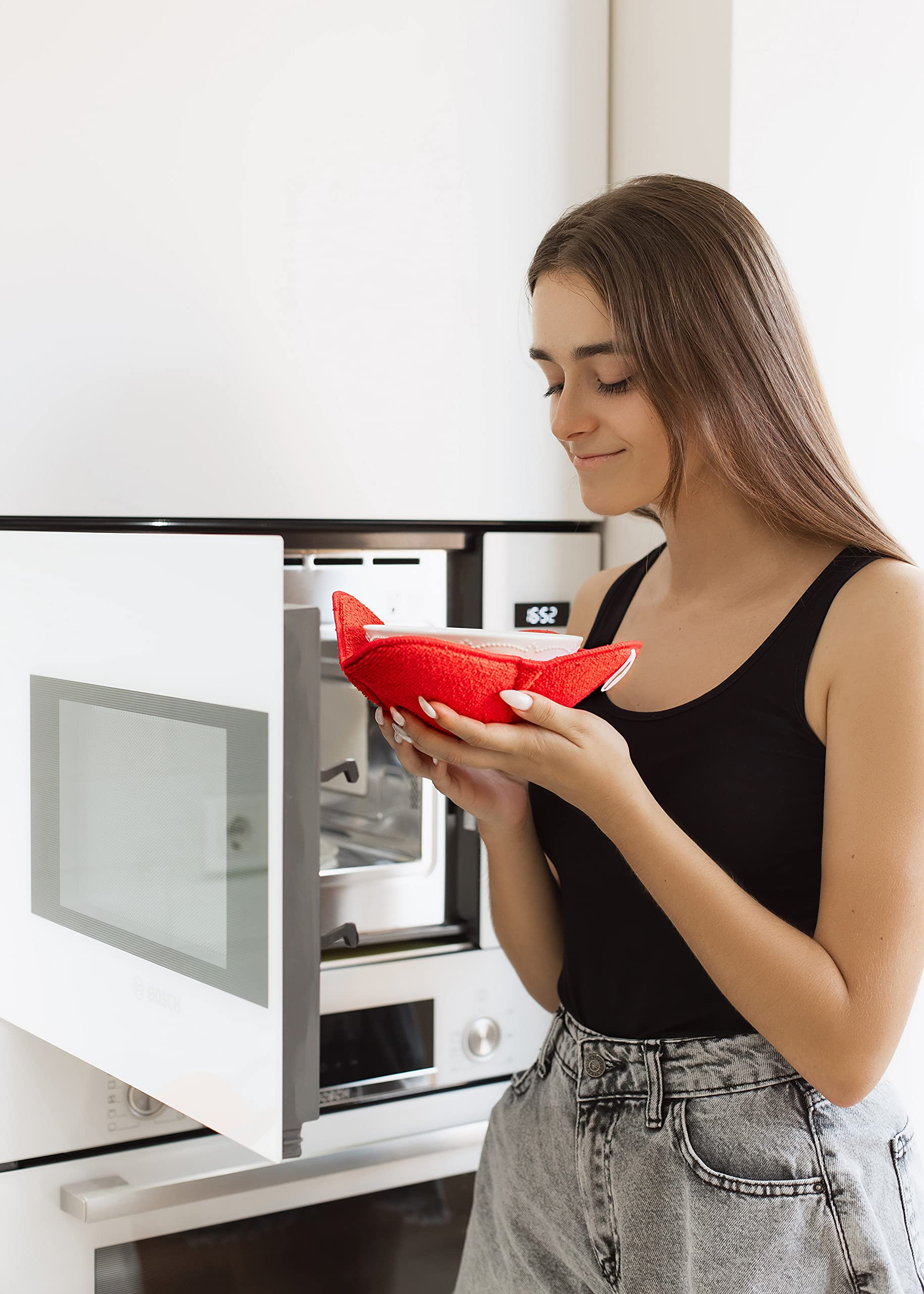 Sheff Microwave Bowl Cozy Huggers Set Of 4 - Durable And Reliable - For Hot And Cold Bowls, Plates And Dishes Bowl Holder For Mi