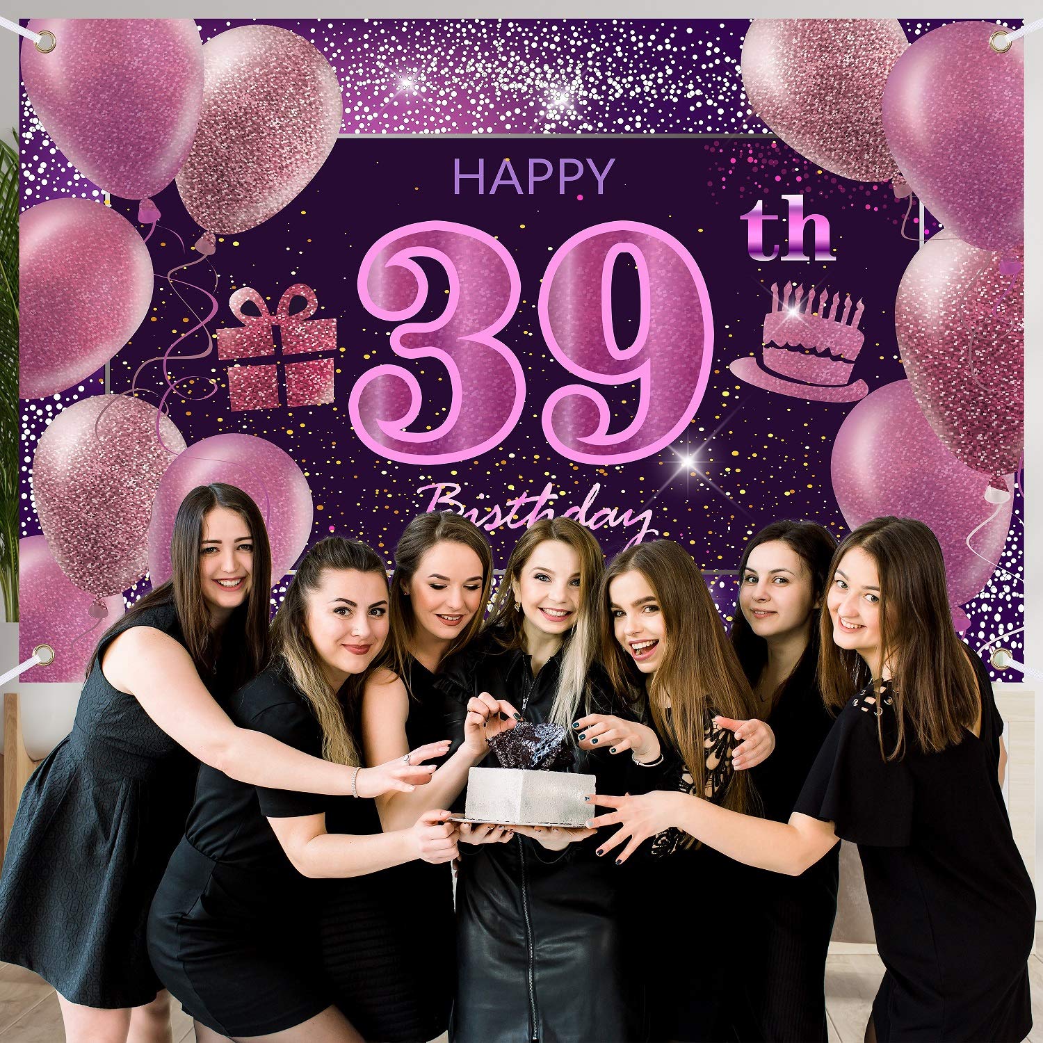 39Th Birthday Decorations For Girls Imisi Happy Birthday Banner Pink Decorations For A Party Birthday Backdrop For Women