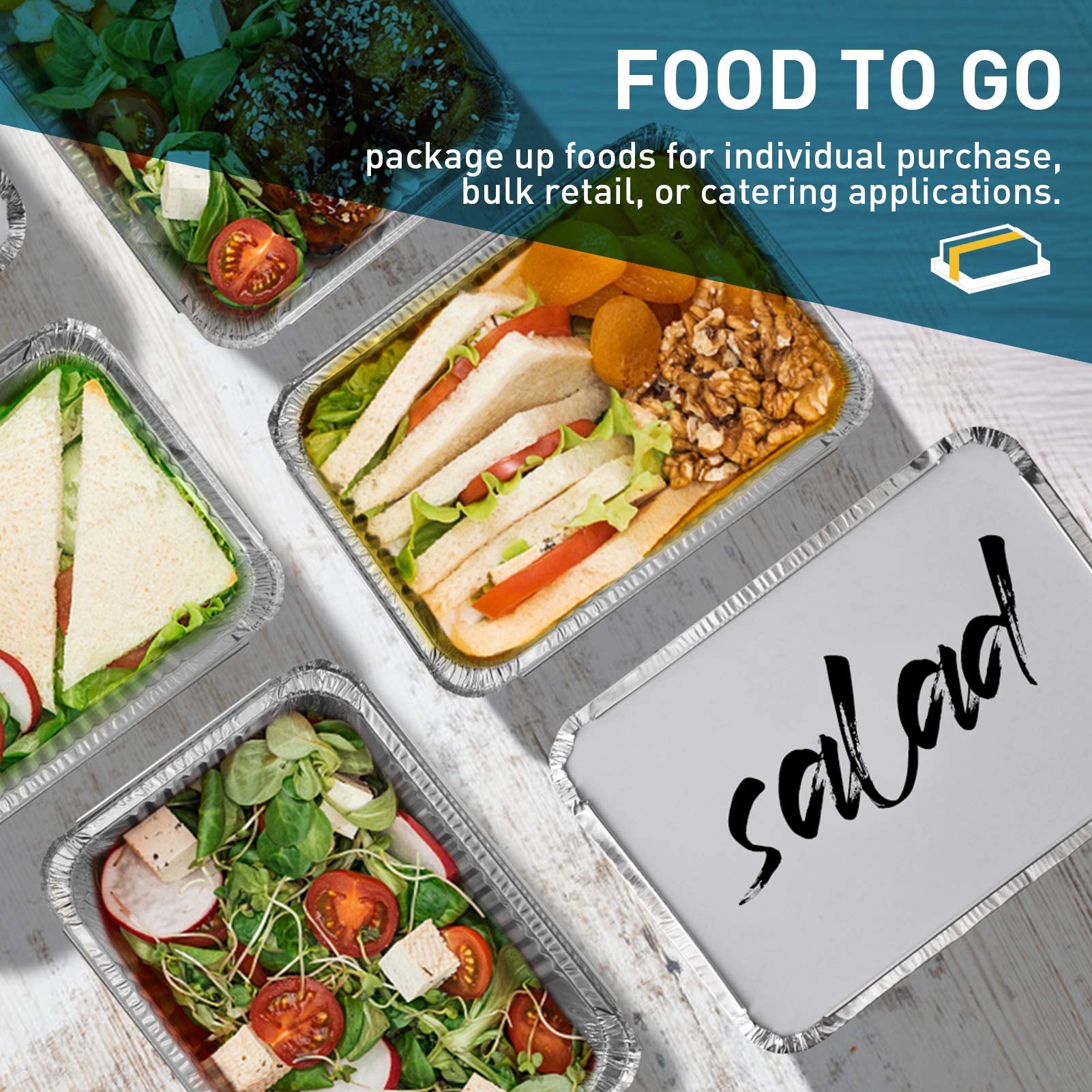Xiafei 2Lb Takeout Foil Pans With Lids(50 Pack), Recyclable Food Storage,Disposable Aluminum Foil For Catering Party Meal Prep F