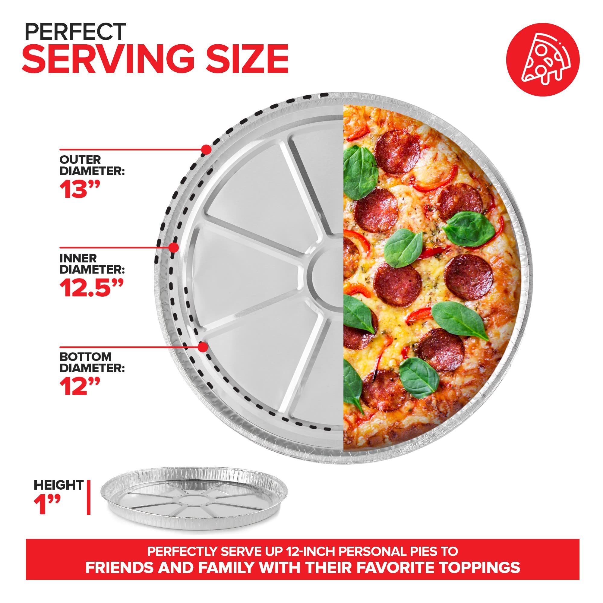 Stock Your Home (25 Pack) 12 Inch Aluminum Pizza Pans Disposable Round Foil Focaccia Pan For Individual Personal Pizzas, Giant S
