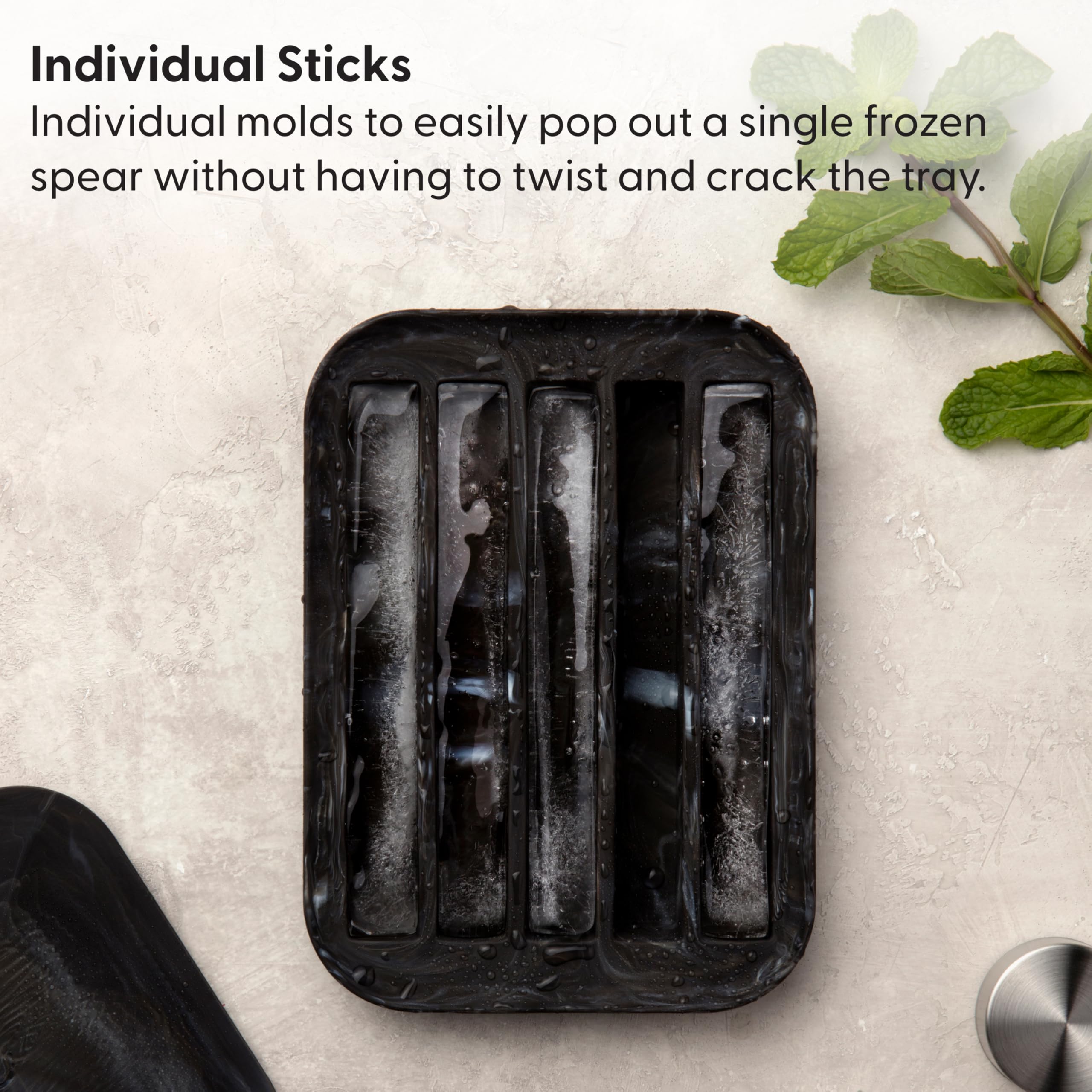 W&P Peak Silicone Water Bottle Ice Tray W Protective Lid  Charcoal Easy To Remove Ice  Food Grade Premium Silicone  Dishwasher S